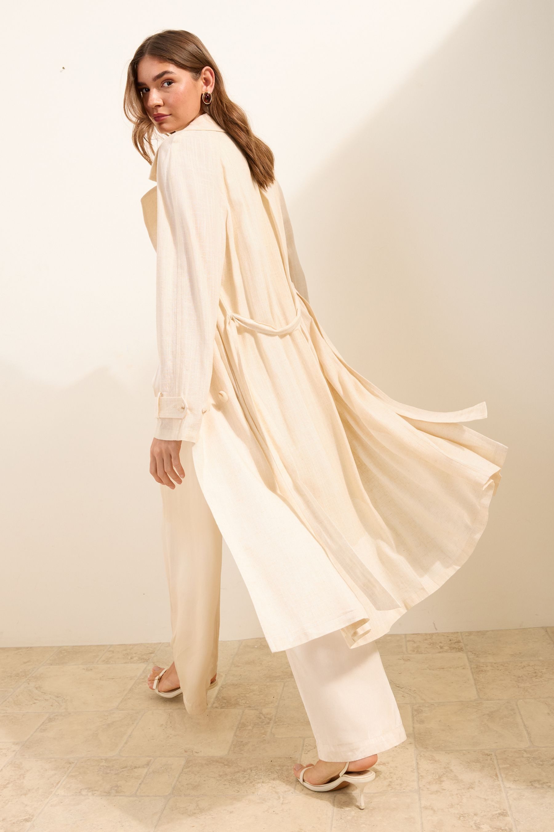 Friends Like These Langmantel Friends Like These leichter Trenchcoat mit Leinen (1-tlg)