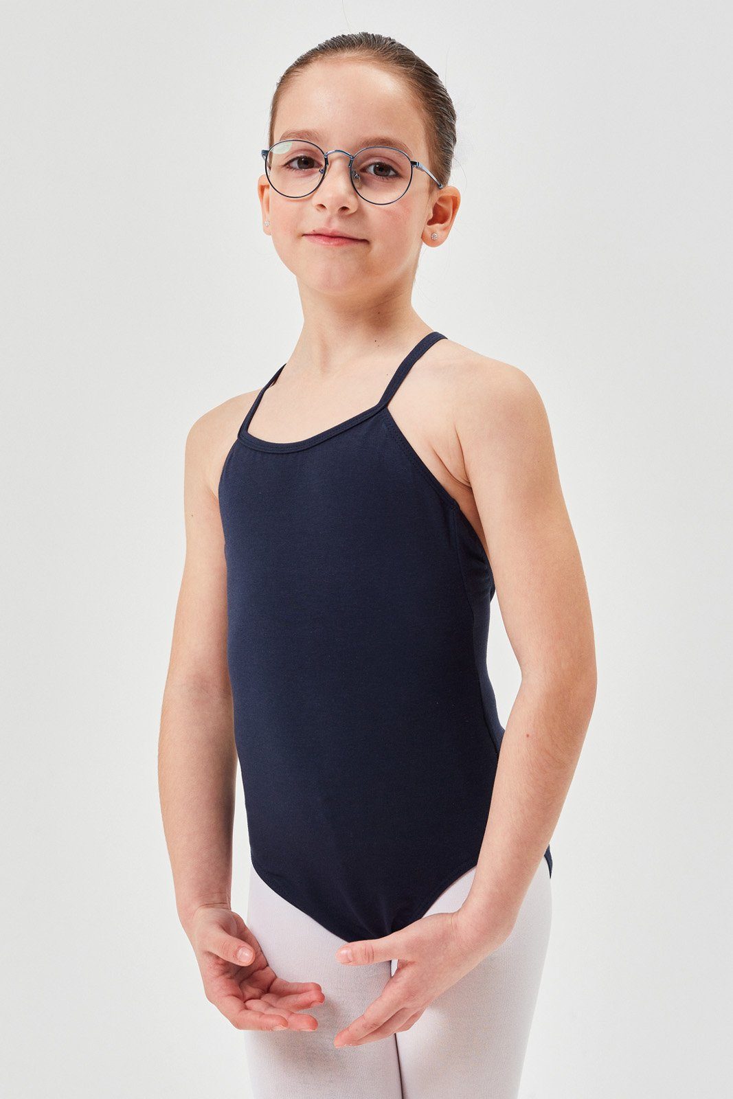 tanzmuster Body Ballettbody Leonie aus weichem Baumwollmischgewebe Spaghettiträger Trikot fürs Kinder Ballett