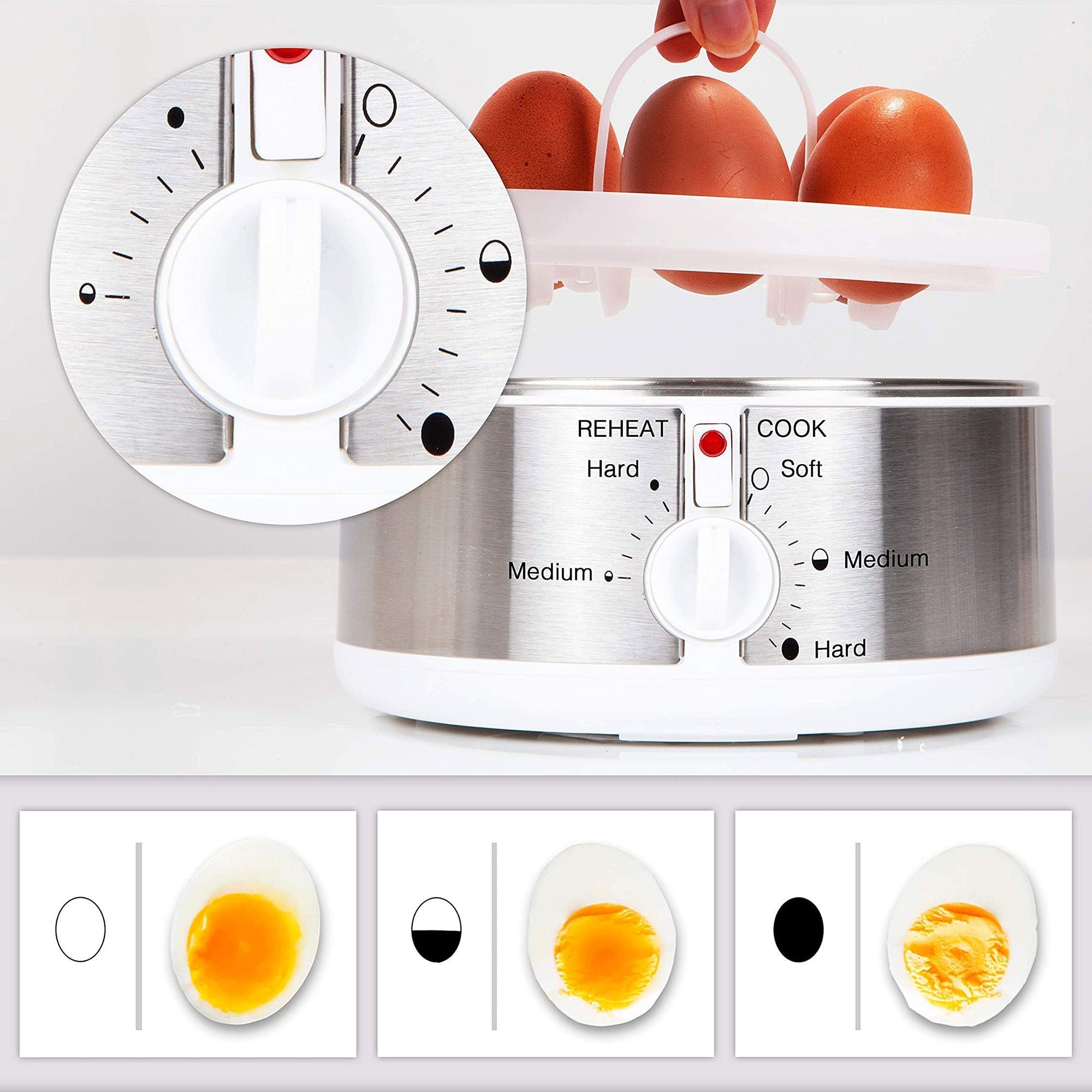 Duronic Eierkocher, EB35 Eierkocher, 7 für Härtegradeinstellung Eier, und bis 1 Timer