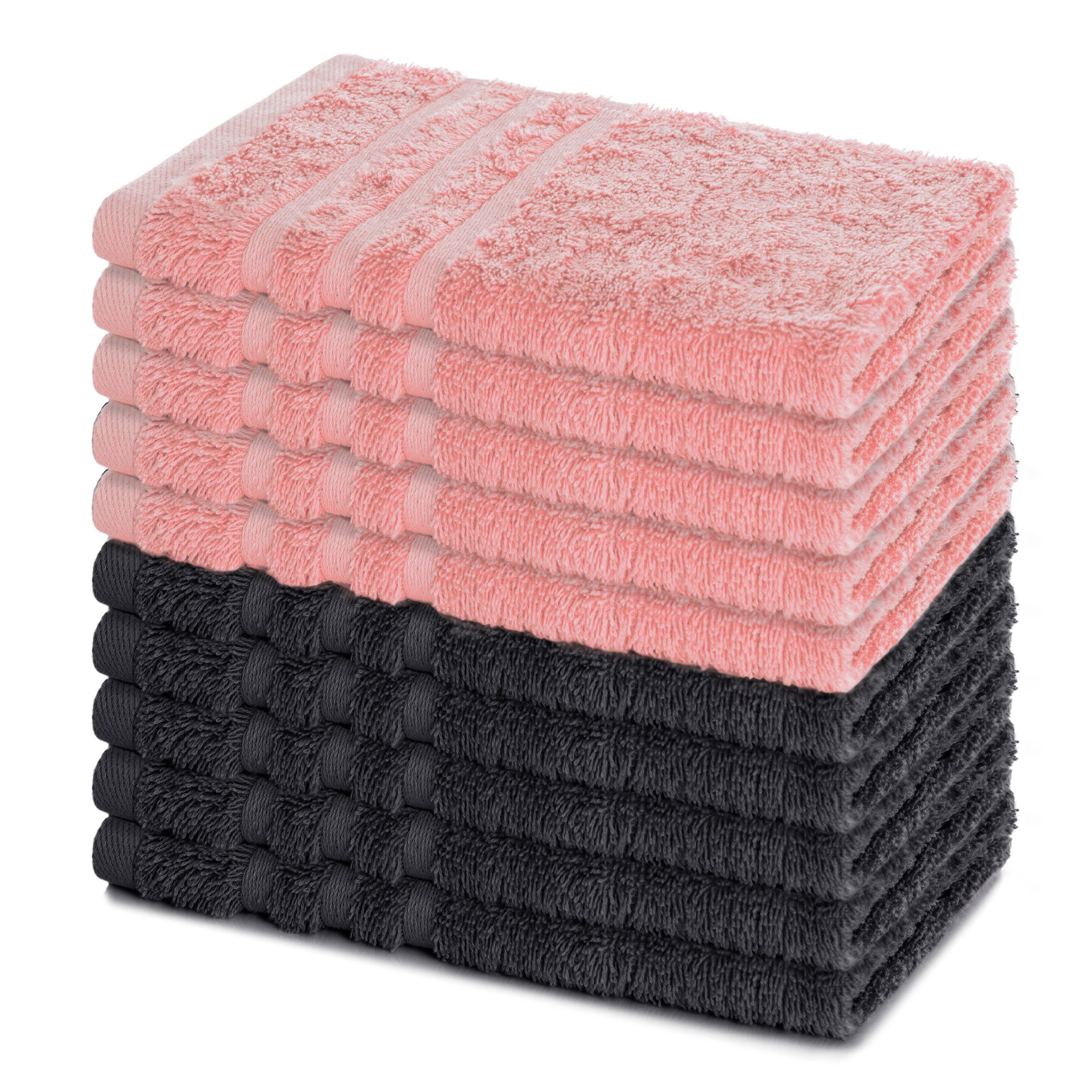 Lavea Gästehandtücher 30x50 cm, 10er Set Gästehandtuch, Elena-Frottee Handtuch, Gästetuch, (Set, 10-St), 500 g/m² Frottier, weich & saugstark, pflegeleicht