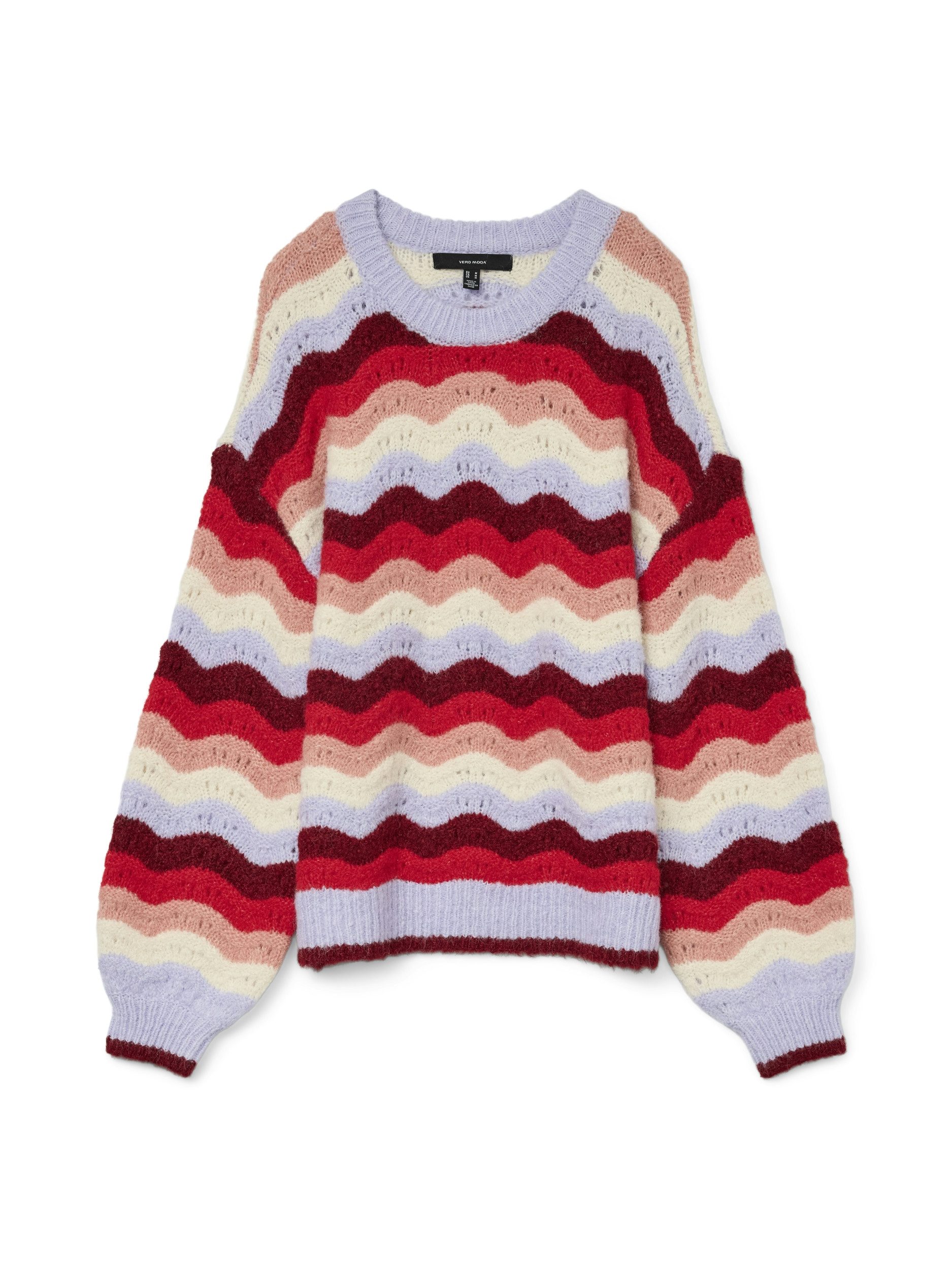 Vero Moda Strickpullover VMDOJA LS O-NECK PULLOVER BOO Baby Lavender/W. SYRAH/RIBBON RED/R