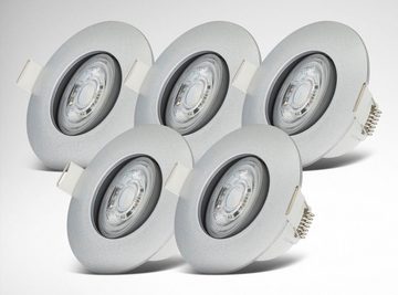 B.K.Licht LED Einbauleuchte BK_EL1571 LED Einbauleuchten IP65 5er-Set Kunststoff Chrom, LED fest integriert, Warmweiß, Dimmbar inkl. 5 x LED-Platine 4,9W 480lm 3.000K