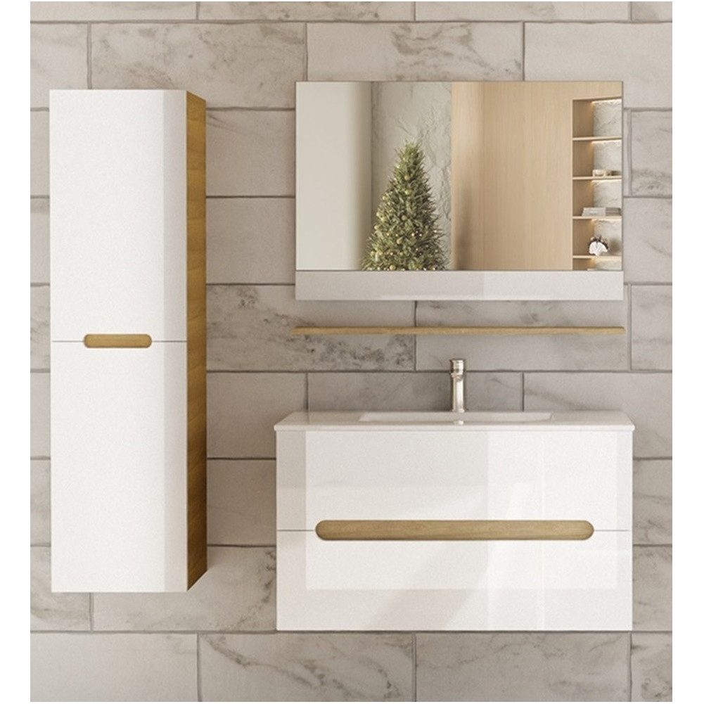 Faizee Möbel Badmöbel-Set Badmöbelset 90cm Hochglanz günstig online kaufen