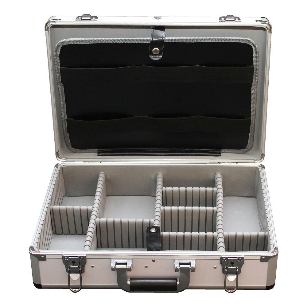 HMF Medizinkoffer Erste-Hilfe-Koffer leer, Arzneikoffer Aluminium, silber