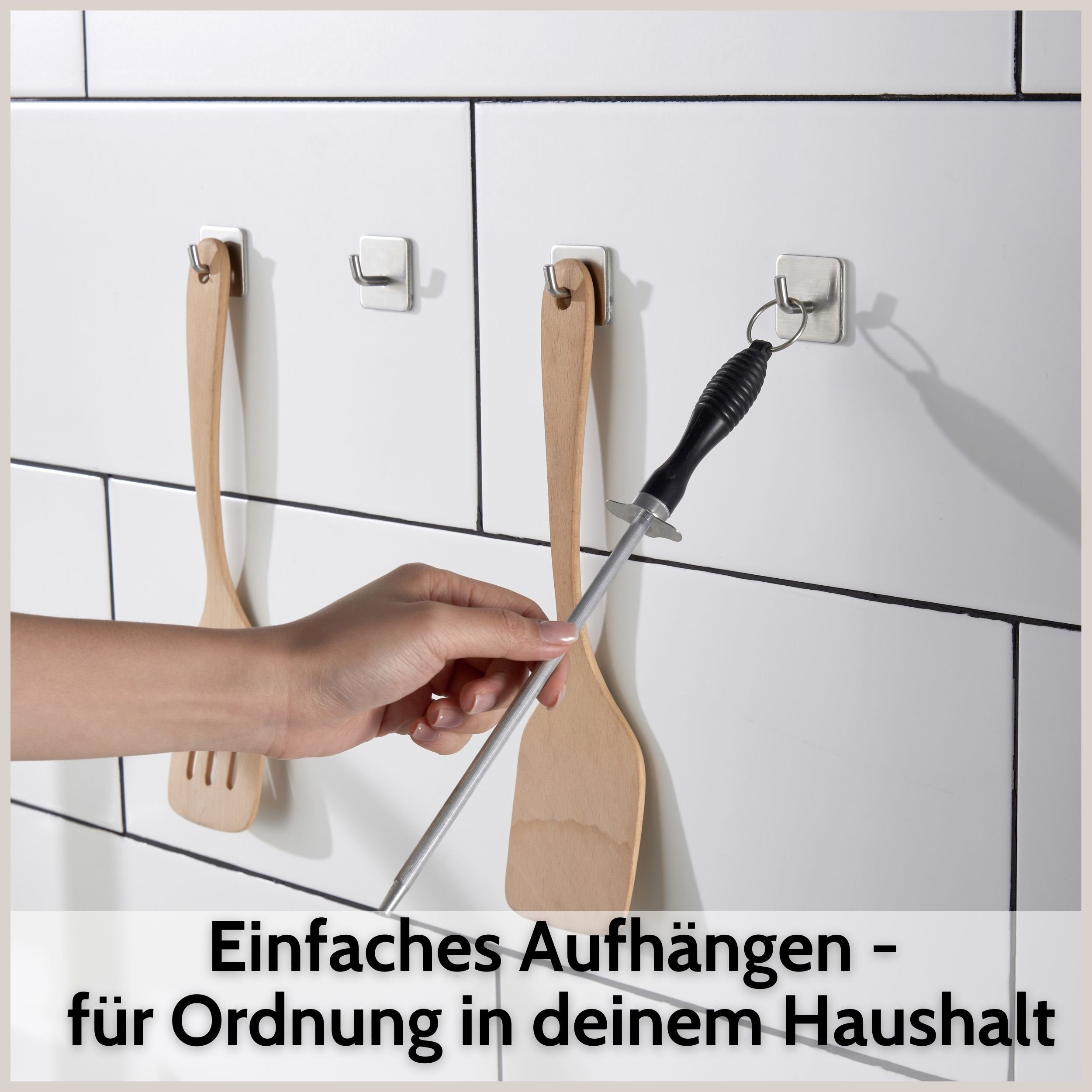 DEKAZIA Klebehaken ohne Bohren, selbstklebende Badhaken, Handtuchhaken, Badezimmer, Küche, WC, Schlafzimmer, (4er oder 8er Set, 8-St), Hacken, Küchenhaken, Hand – Bild 3 von 5