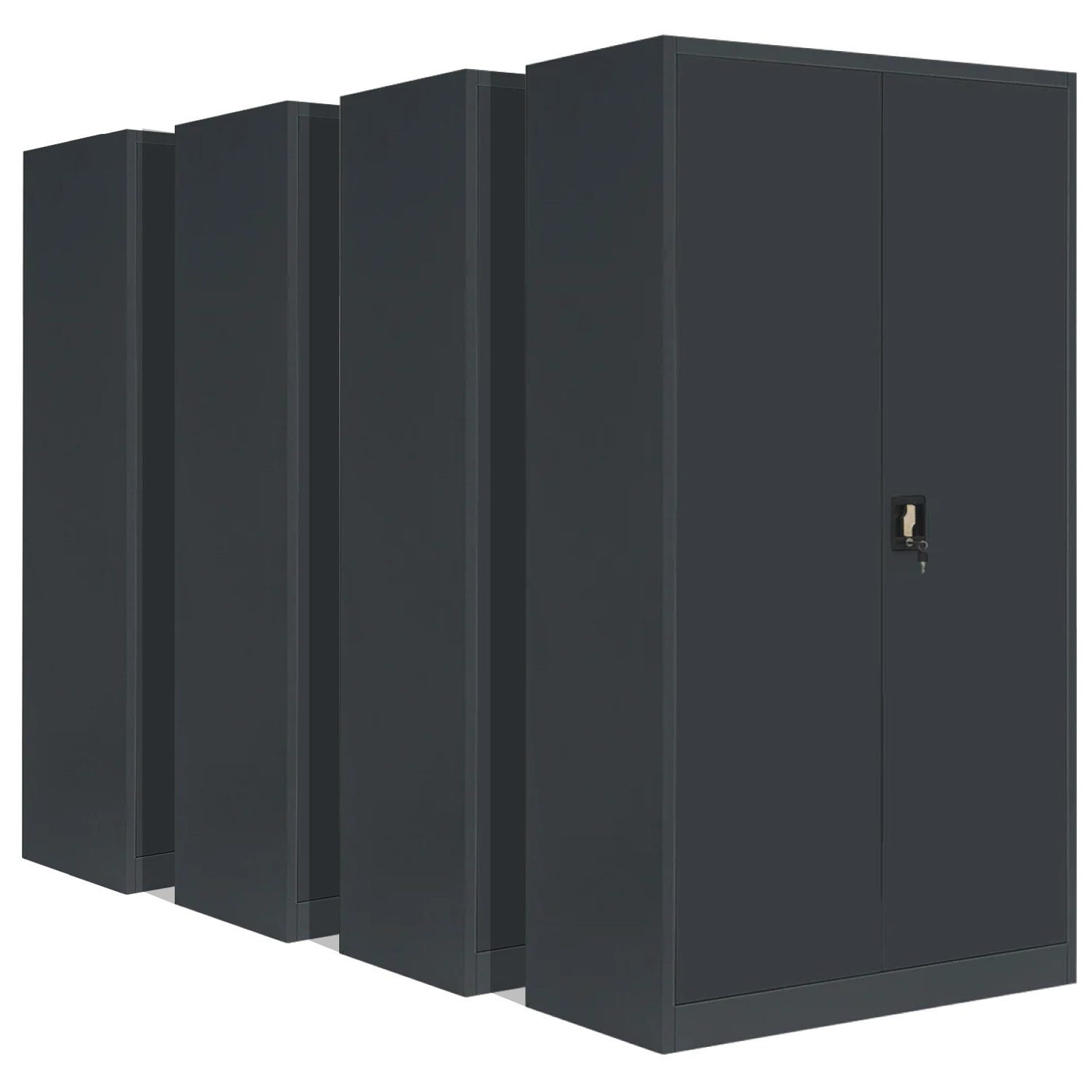 LagerZwei Aktenschrank Stahlschrank 195x100x50 cm (4-St) 3-fach verriegelt, 4 Böden, bis 60 Ordner, Flügeltüren 130°