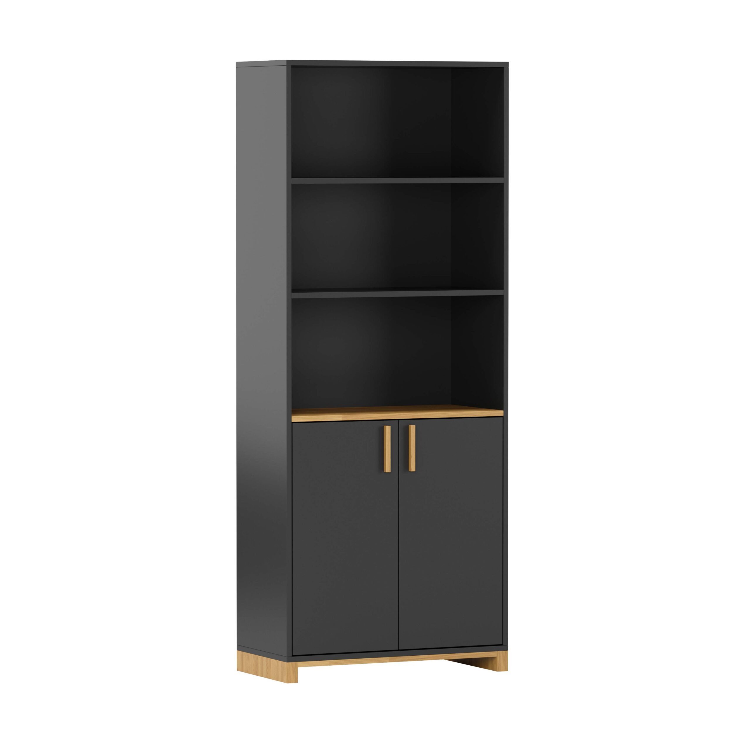 Deerhorn Regal Eichenholz Modern Workplace 200x80x40 cm, 2 Türen mit Soft-Close
