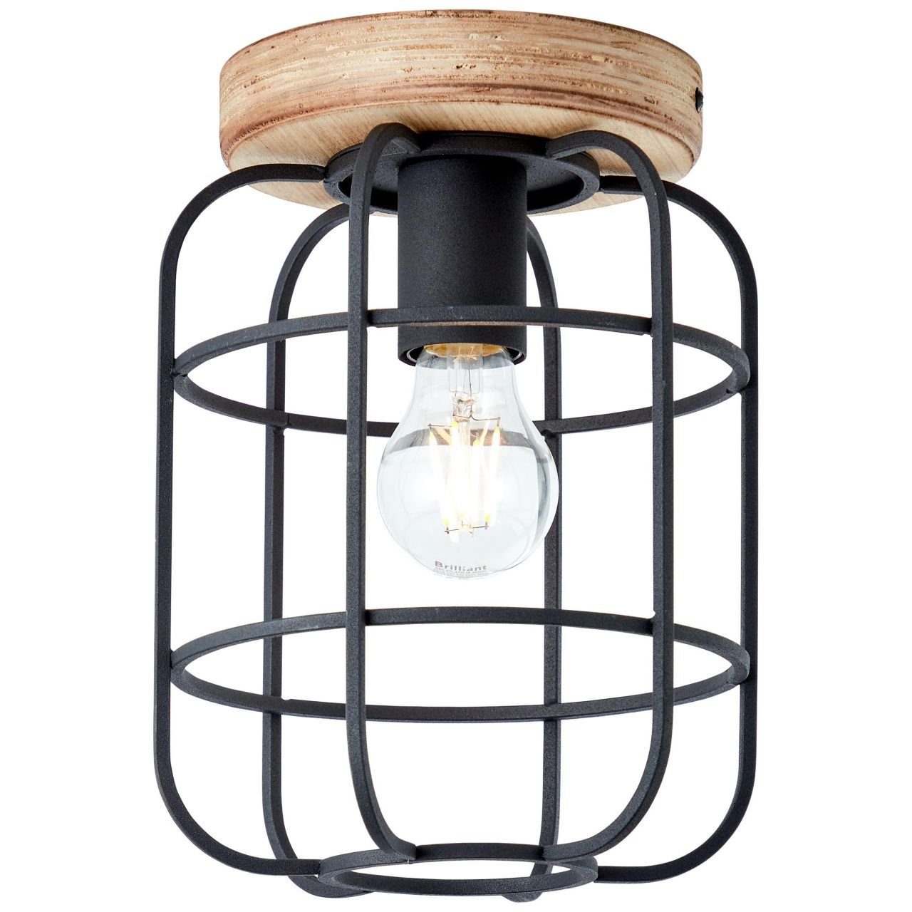 Deckenleuchte Gwen, Lampe, Metall/Holz Gwen holz/schwarz 1flg antik korund, Deckenleuchte Brilliant