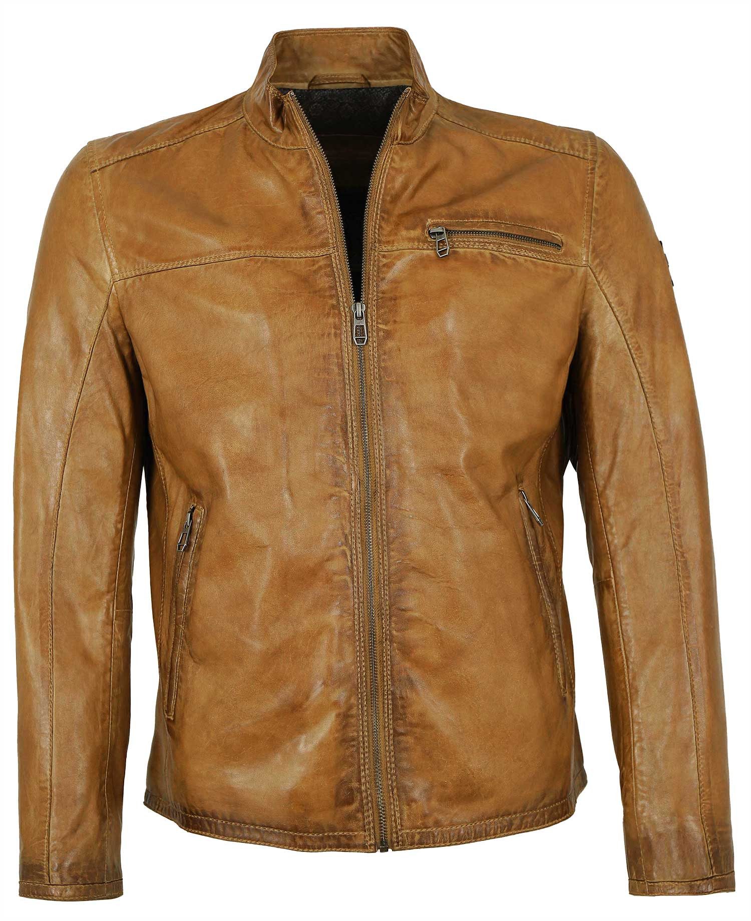 Milestone Lederjacke MS-Marco Milestone - Herren Lederjacke Lammnappa hell-cognac