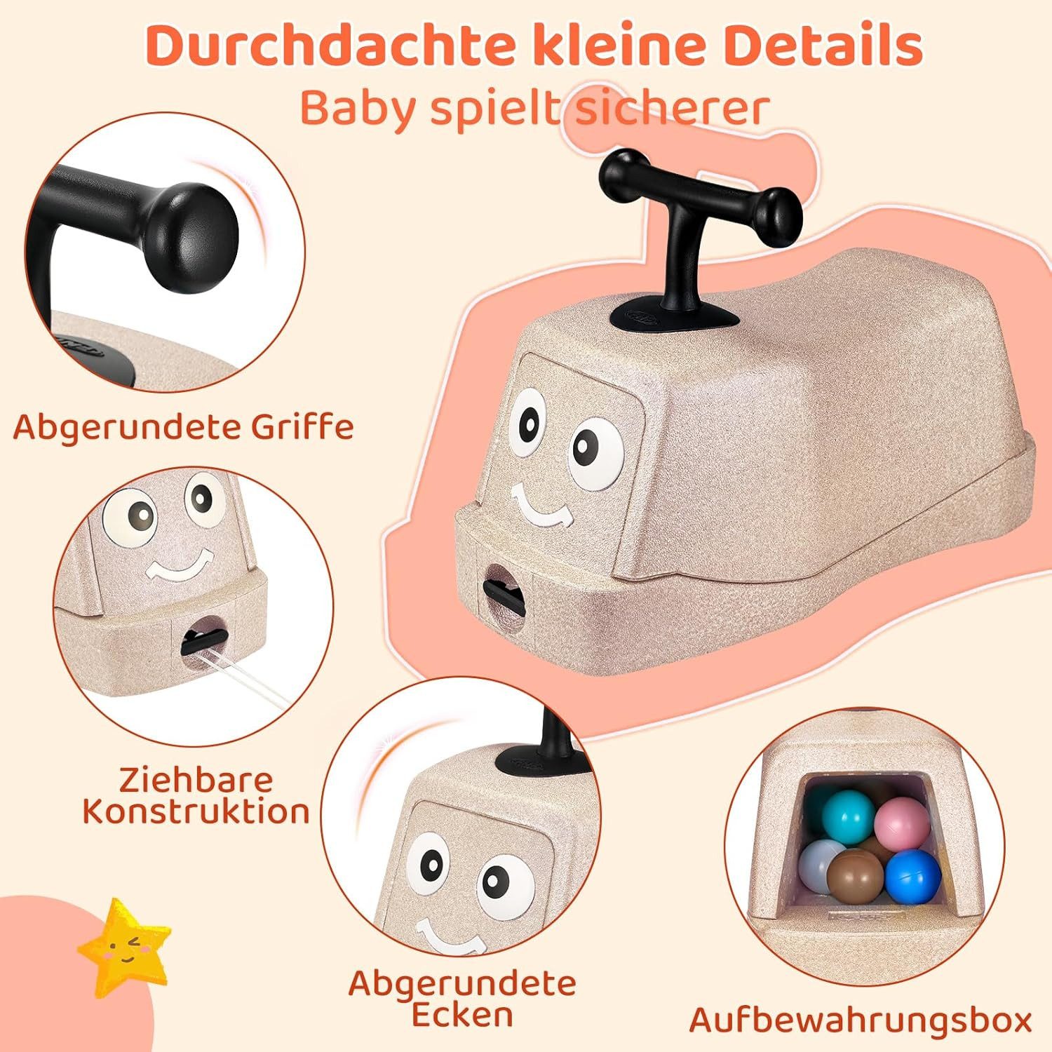 TLGREEN Rutscherauto 5 in 1 Babyrutscher mit Geräuschlose Räder, (Rutschfahrzeug), Babyroller bis 20kg, EPP, Baby Walker, Wippauto – Bild 4 von 5