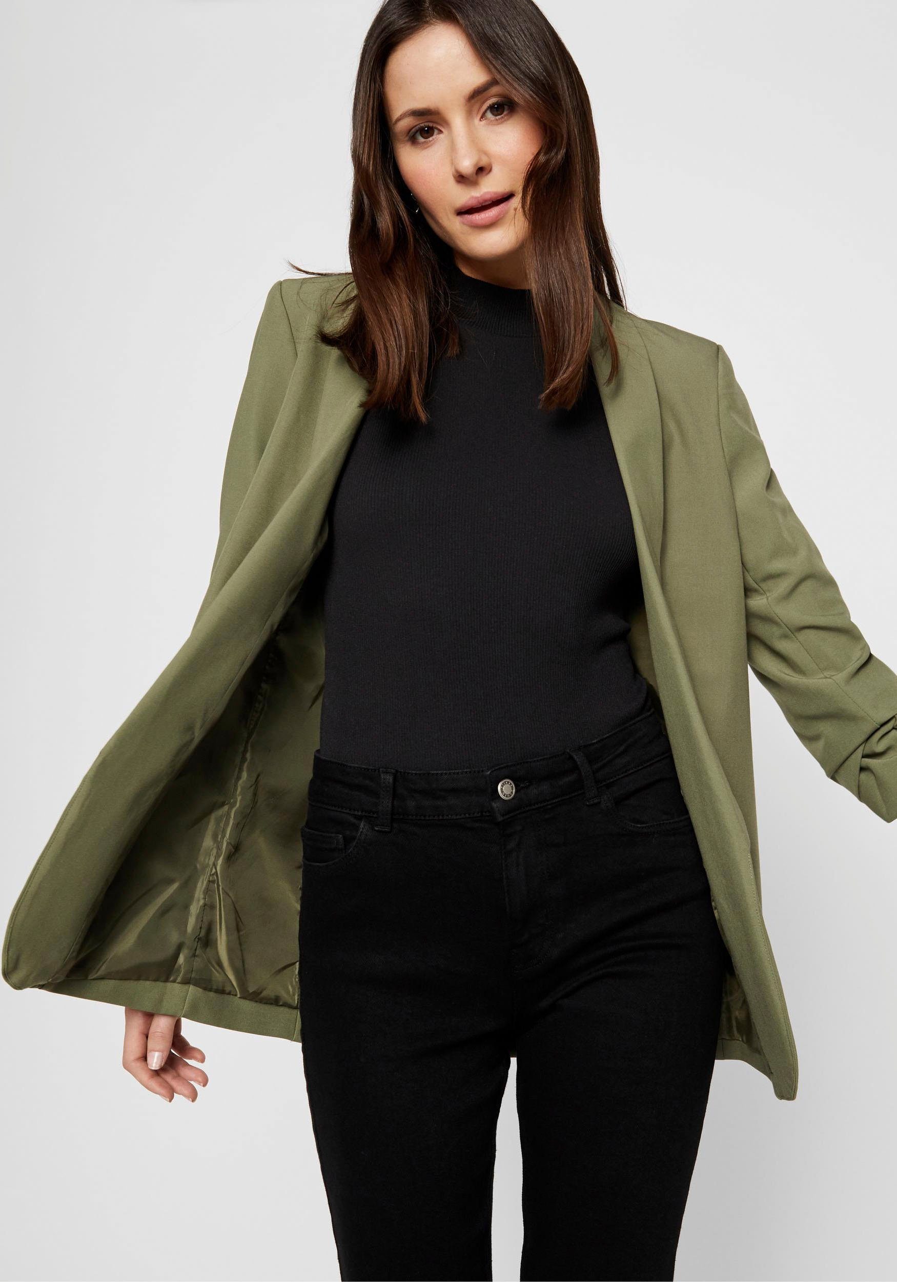 Lichen 3/4 BLAZER pieces Blusenblazer Ärmel Green mit NOOS Deep PCBOSELLA am Faltendetail