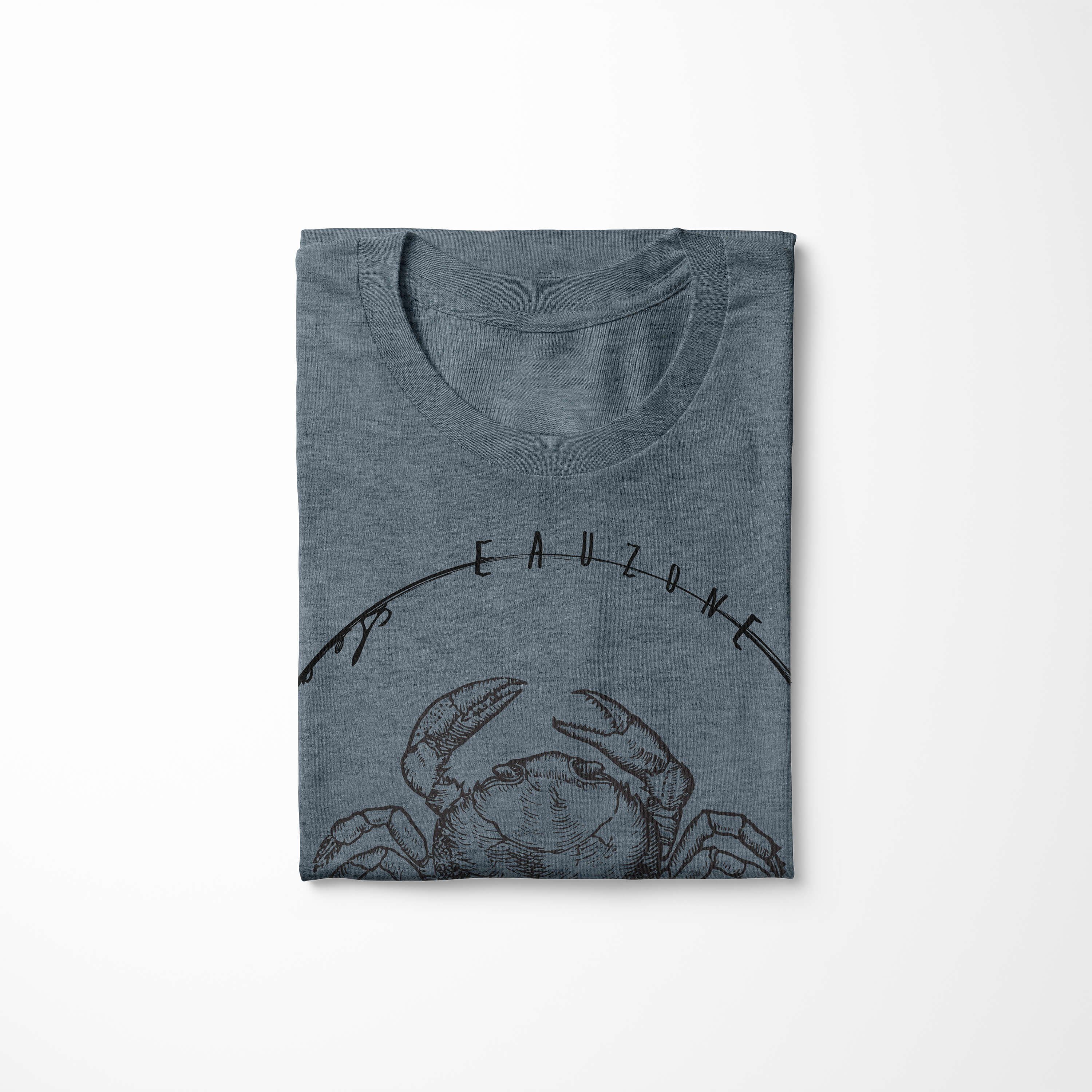 Sea Struktur / - und Creatures, Serie: T-Shirt sportlicher Art T-Shirt Fische Indigo Sinus Sea feine Tiefsee 044 Schnitt