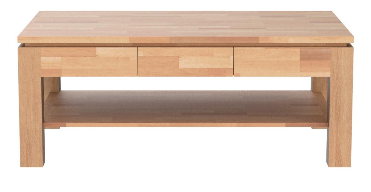 ELFO Couchtisch Couchtisch Tisch Kernbuche Massiv geölt 115 x 70 cm mit Schubkasten, Breite 115cm