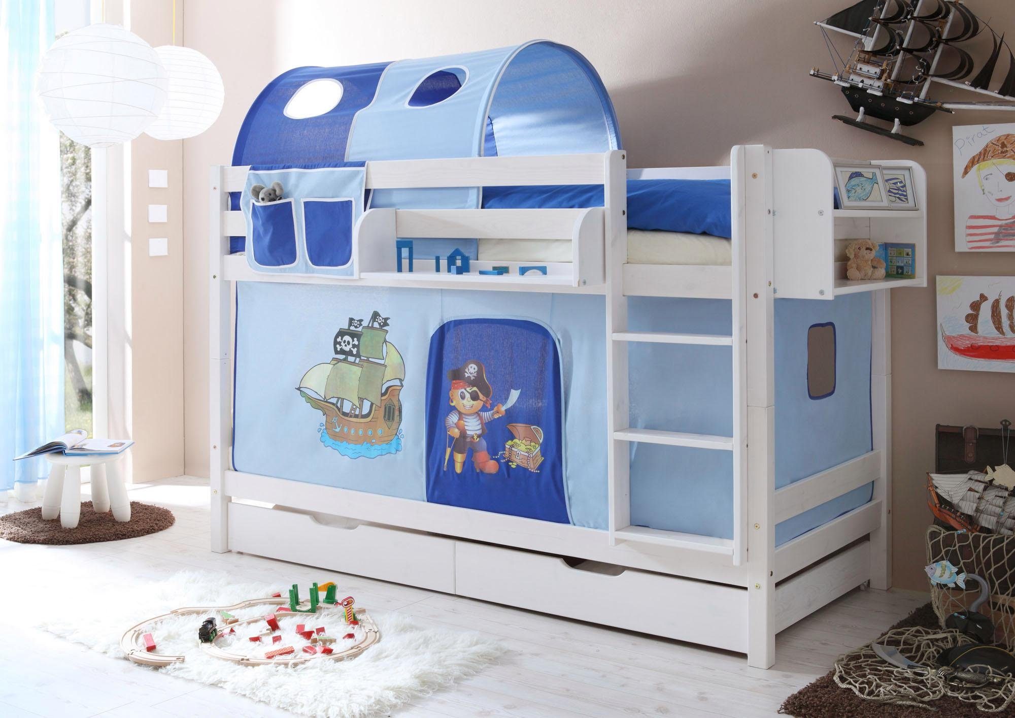 Ticaa Etagenbett Marcel, mit Rollrost und Textil-Set, Kiefer