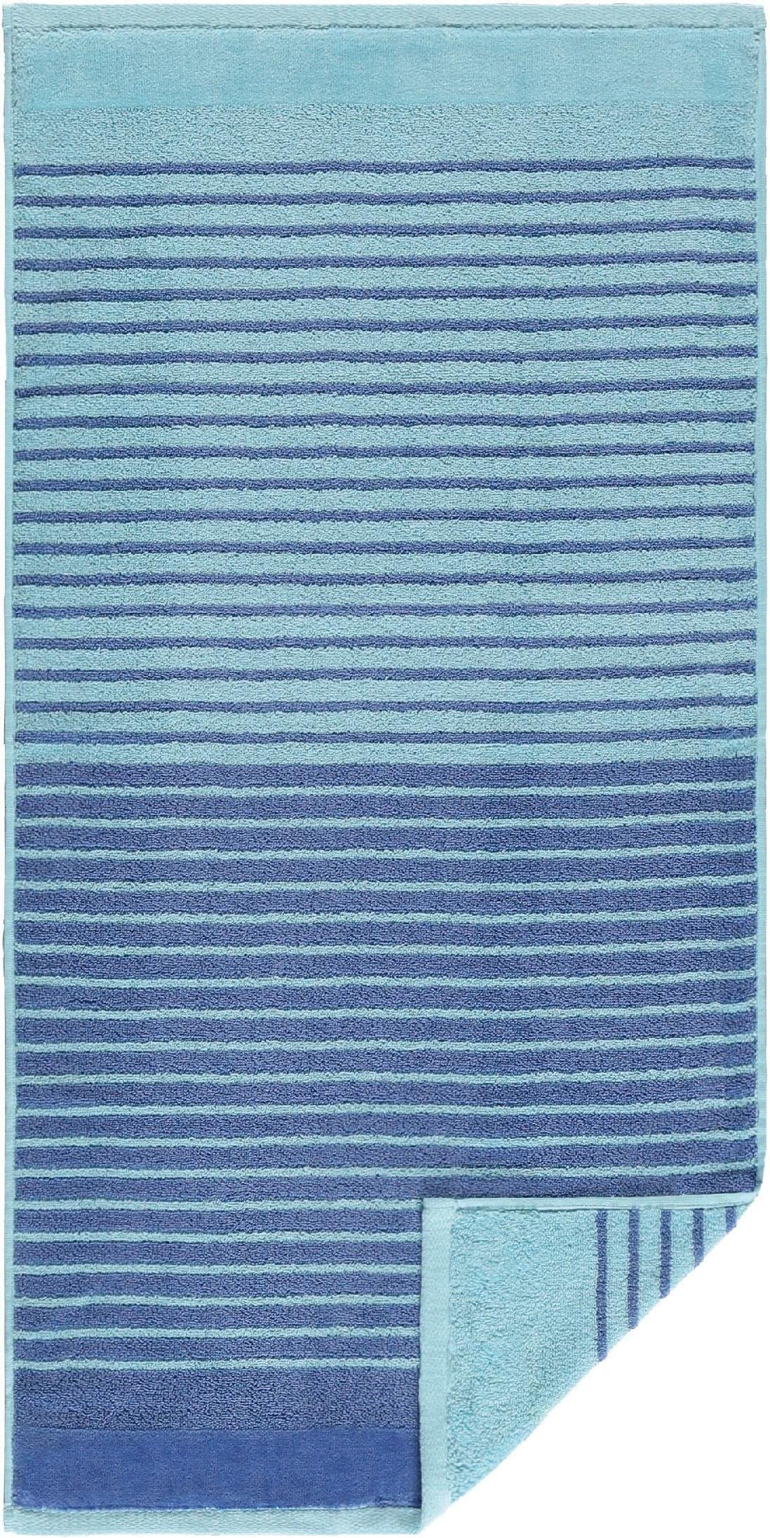 Egeria Duschtuch Maris, Walkfrottee (1-St), Double Face mit Streifen, reine Baumwolle blau