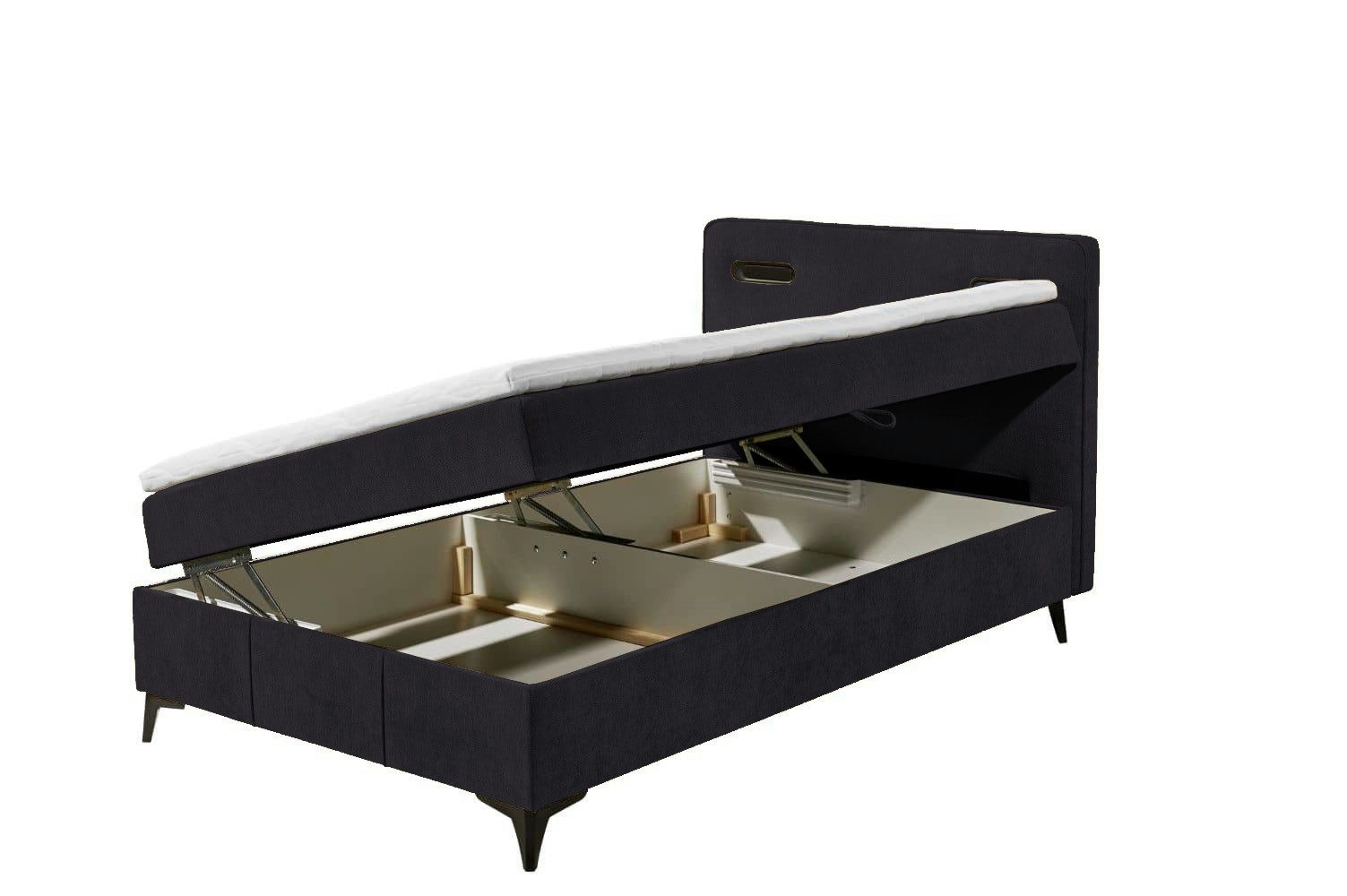 ED EXCITING DESIGN Boxbett Altea 120x200 mit T25-Topper & 4-Gang-Bonell-Matratze, H2 (Komplettbett inklusive Matratze und Topper), LED-Beleuchtung, seitlicher Bettkasten, pflegeleichter Bezug, Topper