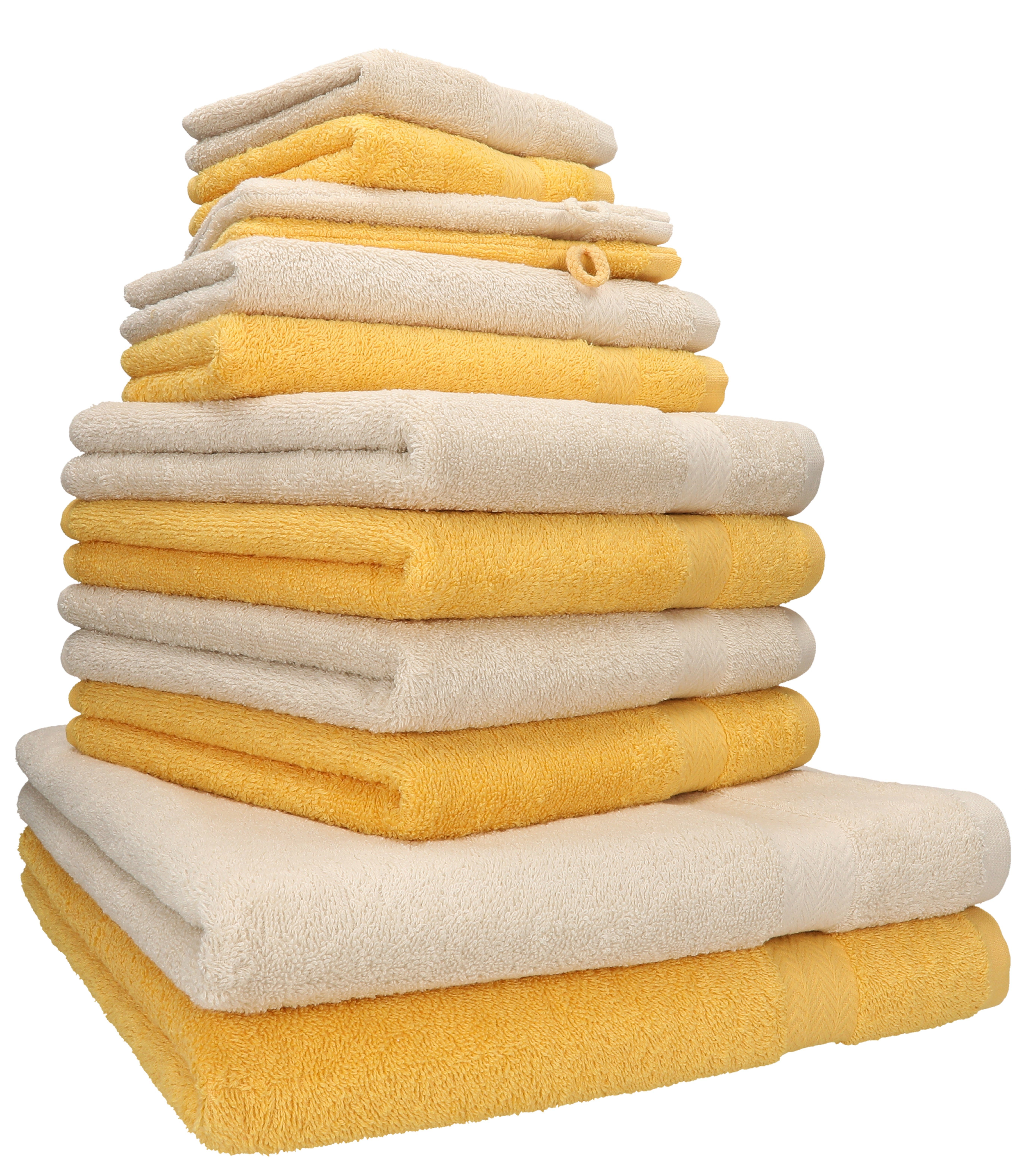 Betz Handtuch Set 12-tlg. Handtuch Set Premium Farbe honiggelb/Sand, 100% Baumwolle, (12-tlg)