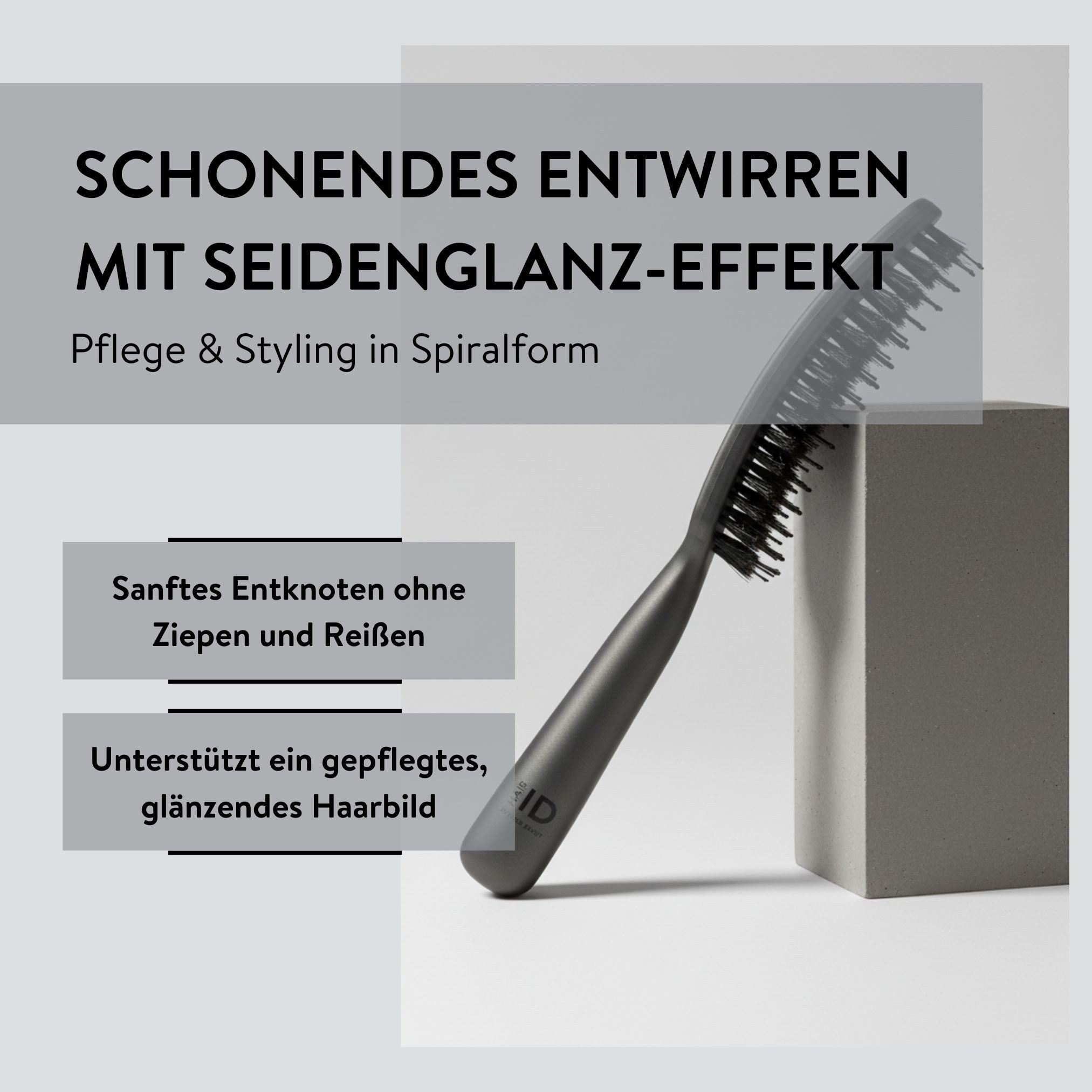 PARSA Beauty Haarkamm Hair ID Seidenglanz Spiralkamm mit Seidenprotein & Naturborsten
