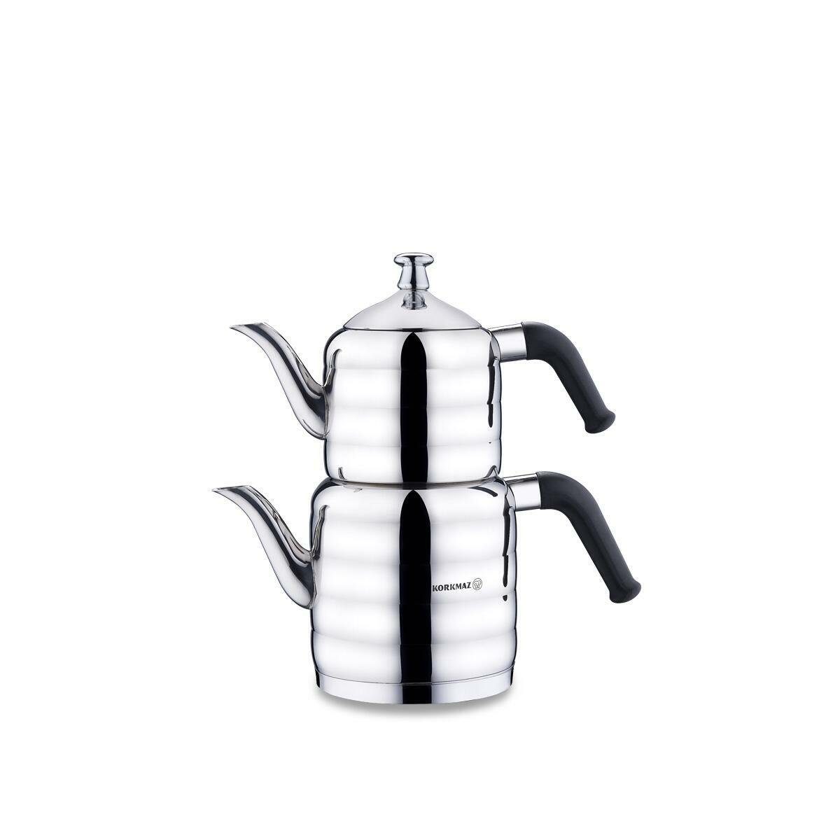 Özberk Teekanne Mina Maxi A036, (Packung, 2-St., 2 teilig), Korkmaz Mina Maxi A036 Teekanne 2,4 Liter Induktion