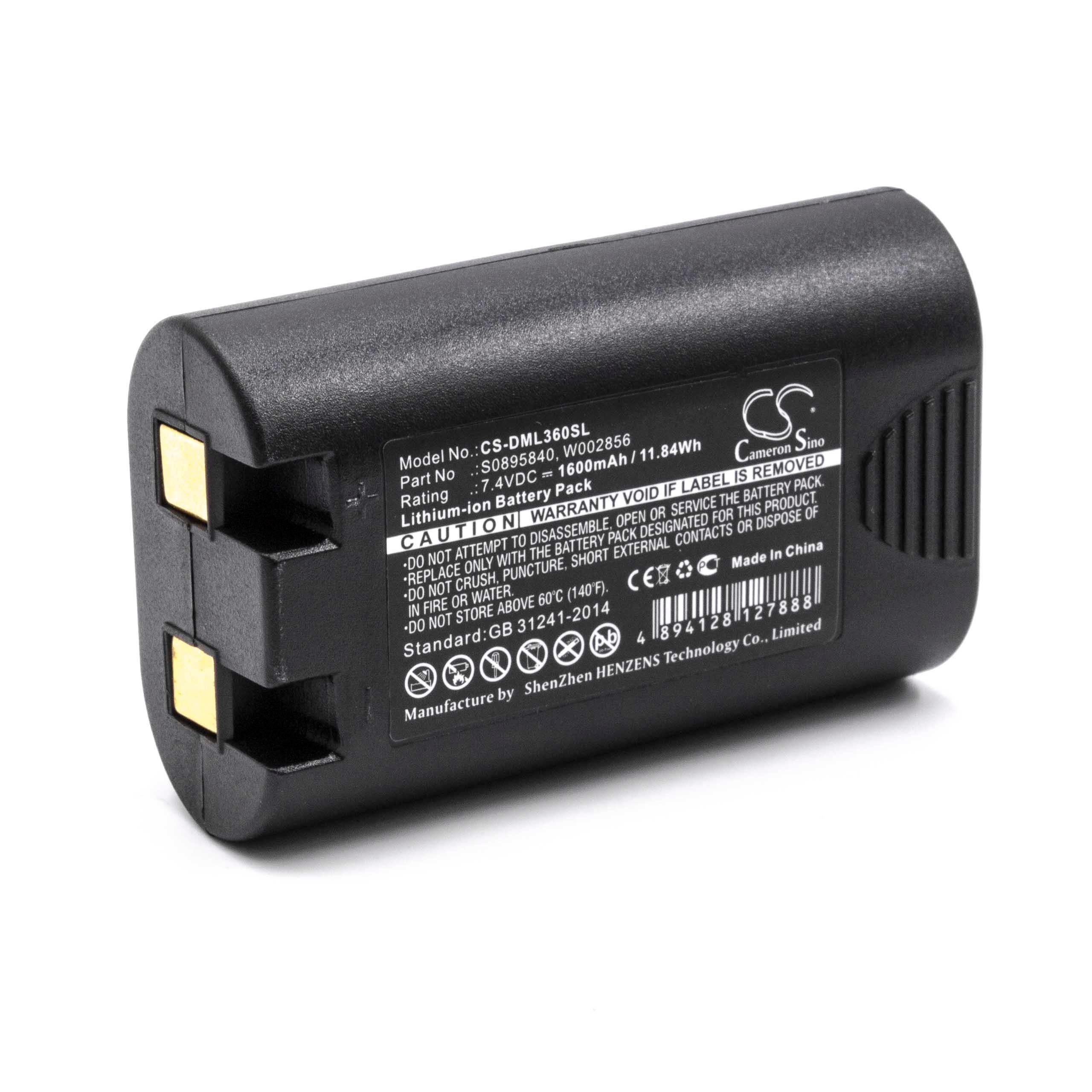 vhbw Ersatz für 3M PL-200-BAT für Akku Li-Ion 1600 mAh (7,4 V)