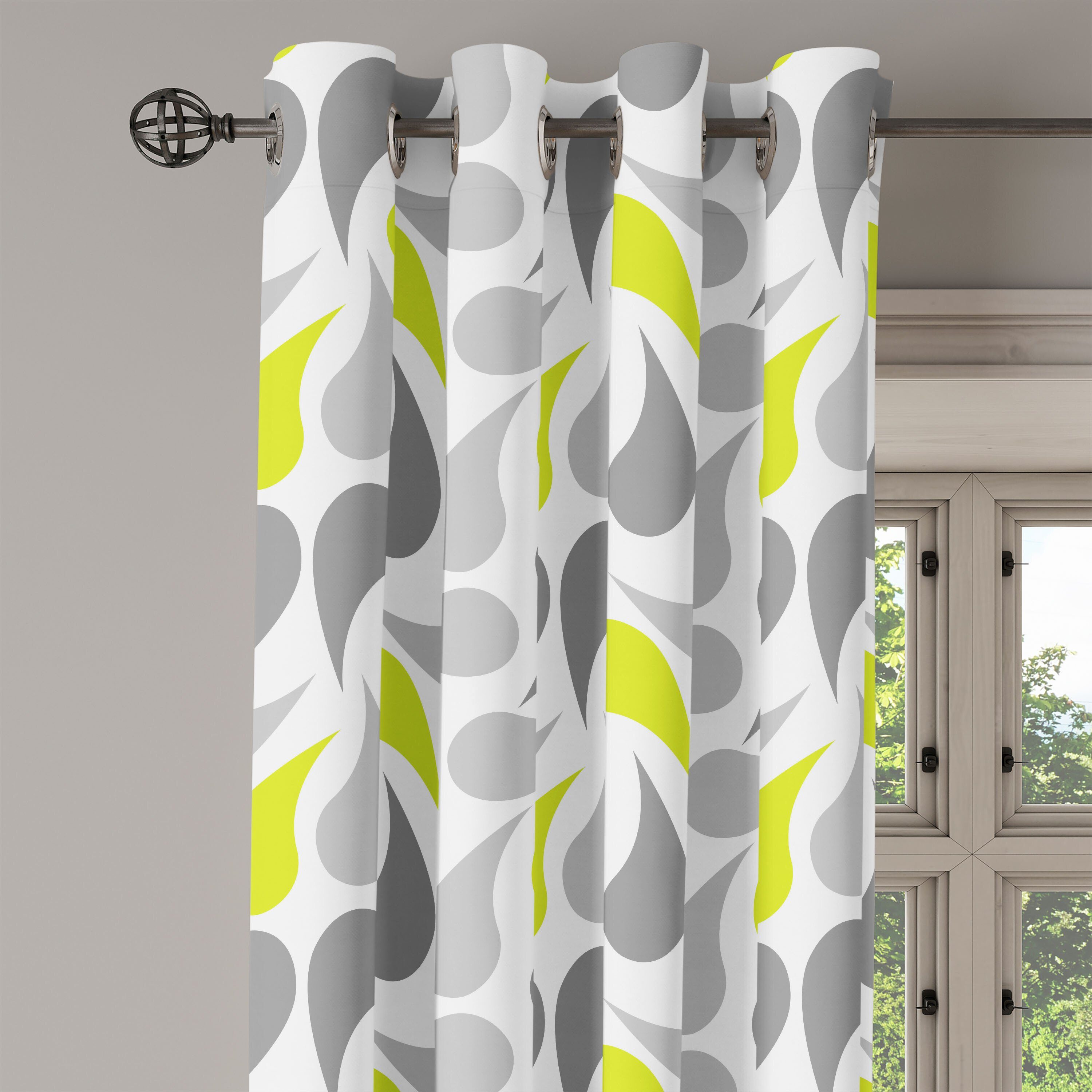 Gardine Dekorative 2-Panel-Fenstervorhänge für Schlafzimmer abstrakte Abakuhaus, Wohnzimmer, Paisley Geometrisch