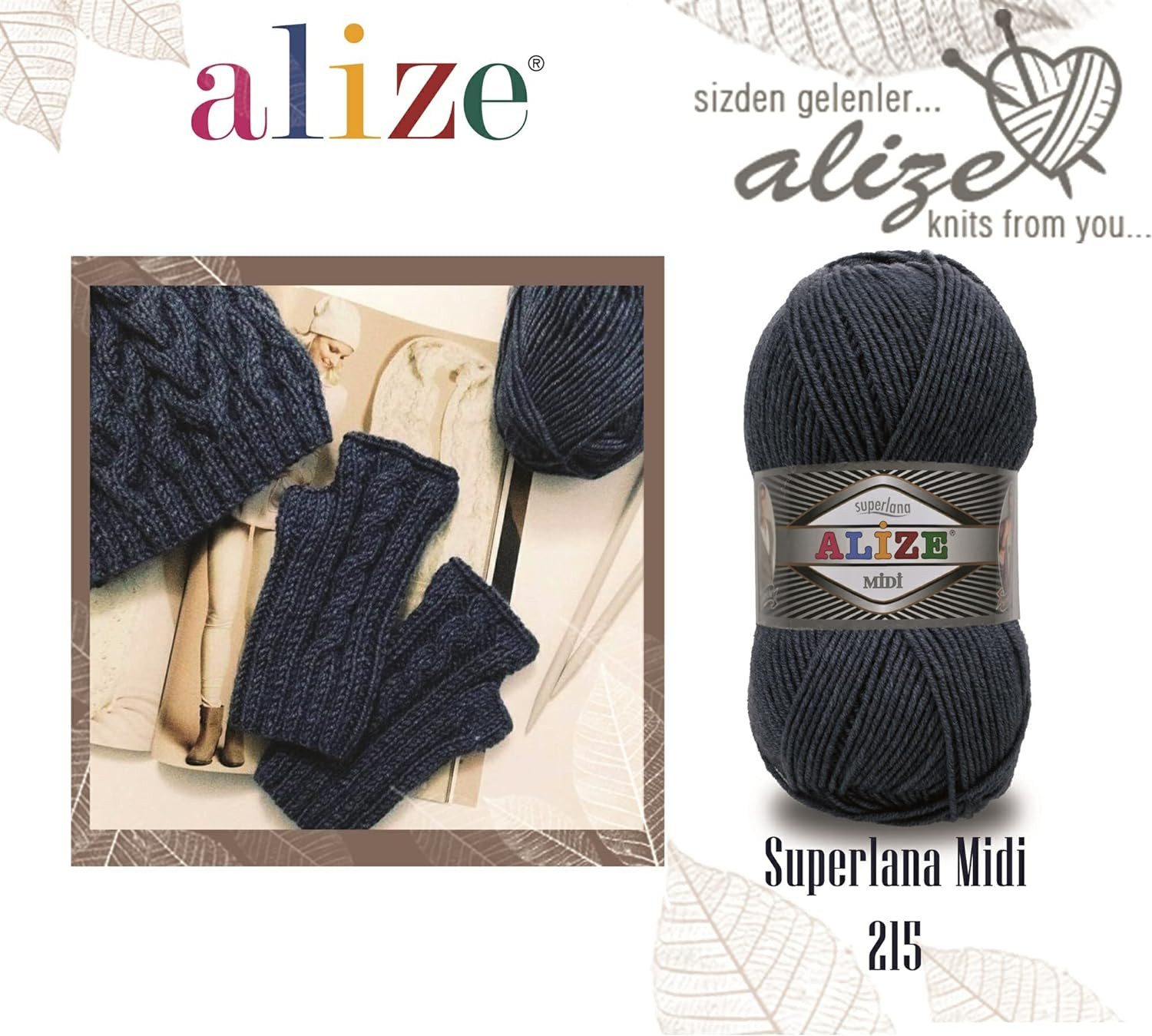 Alize 5 x ALIZE Superlana Midi Häkelwolle, 170 m, Yarn,Strickgarn,Handstrickgarn