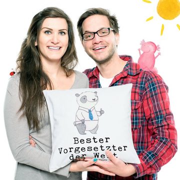 Mr. & Mrs. Panda Dekokissen Panda Bester Vorgesetzter der Welt - Weiß - Geschenk, Geburtstag, Kol, Einzigartige Designs