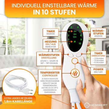 HEIMWERT Wärmeunterbett Wärmeunterbett Heizdecke Wärmedecke 100W