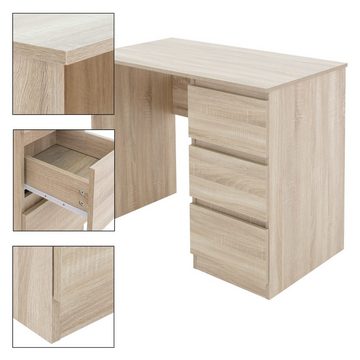 ML-DESIGN Schreibtisch Computertisch Bürotisch Arbeitstisch PC Tisch mit Polsterhocker, mit Sitzhocker Schwarz 3 Schubladen 90x76x50cm Braun