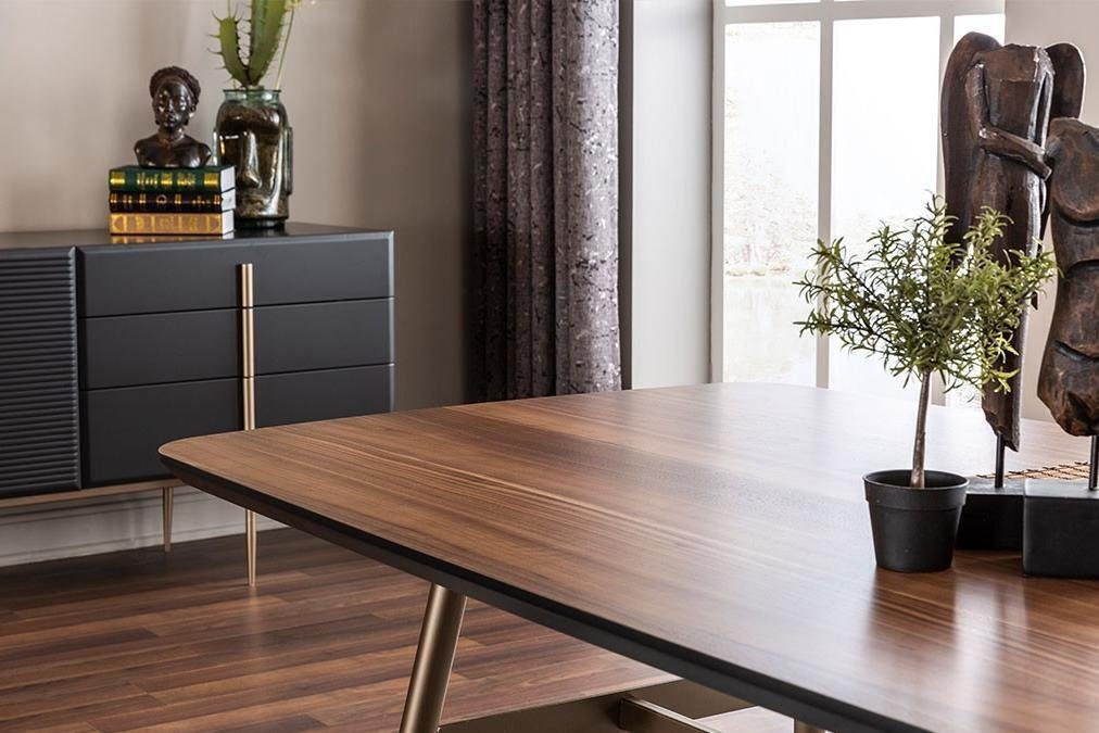 Europe Designer Möbel In JVmoebel + 5tlg. Set, Esstisch Tisch Made Tische Lehnstuhl 4x Brauner Essgruppe