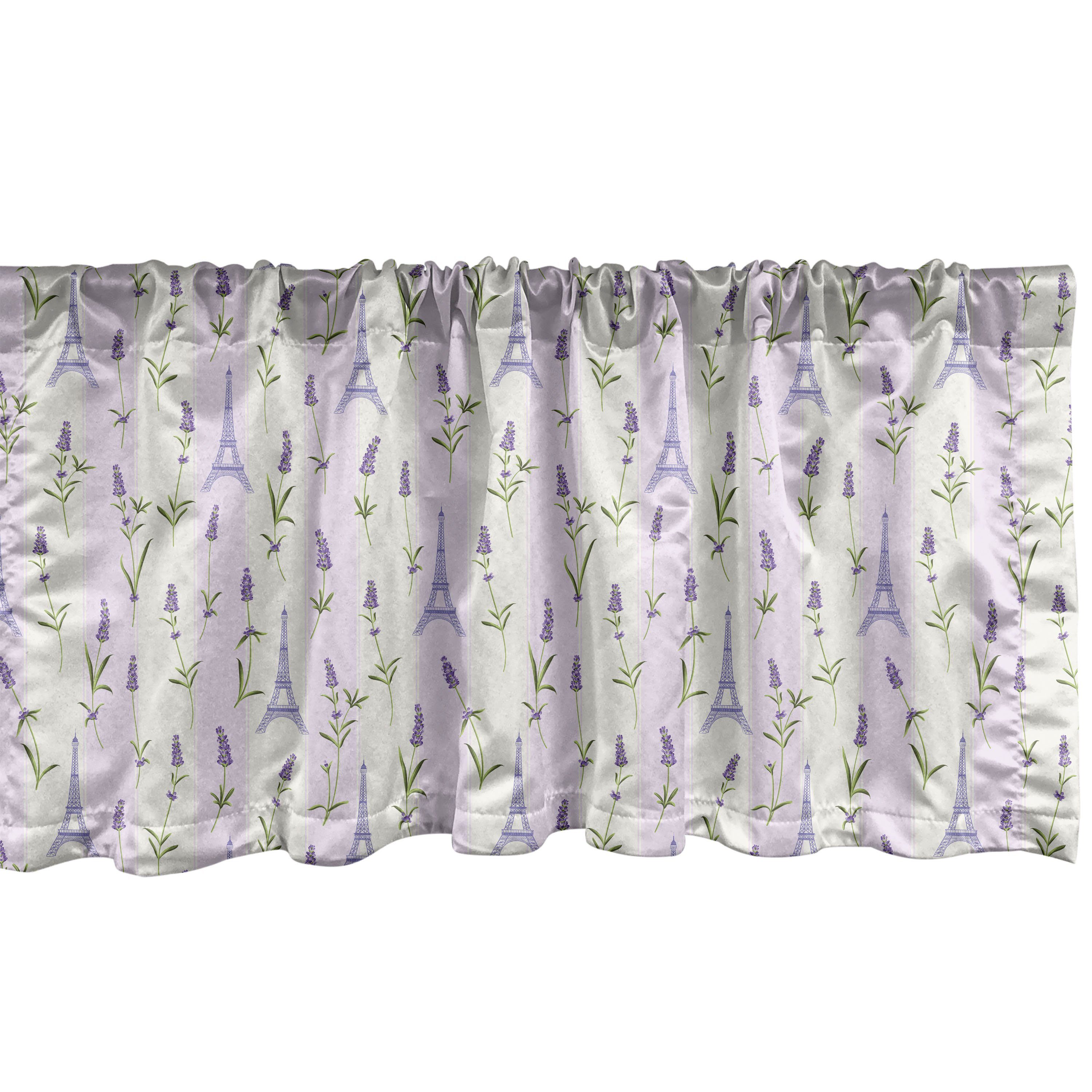 Scheibengardine Vorhang Volant für Küche Schlafzimmer Dekor mit Stangentasche, Abakuhaus, Microfaser, Paris Lavendel Eiffel Pastell