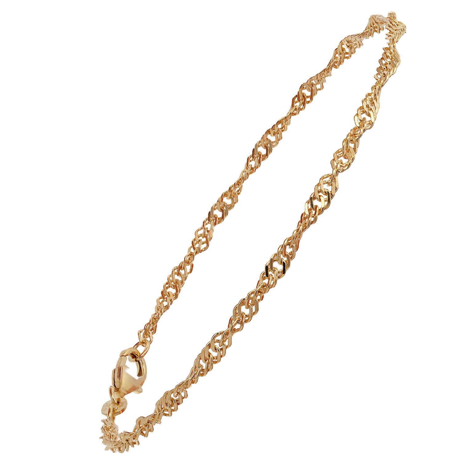 HOPLO Goldarmband Goldkette Singapurkette Armkette 19 cm - 2,4mm - 585-14 Karat Gold, Made in Germany
