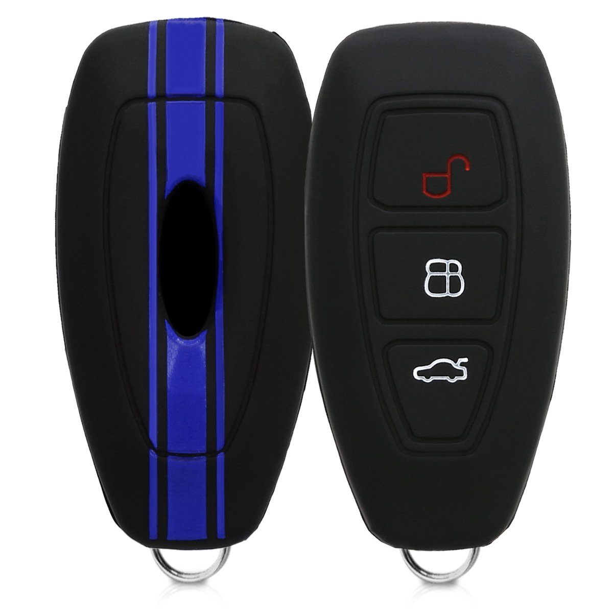 TPU Schutzhülle Schlüsselhülle Cover für Ford 3-Tasten Klappschlüssel Autoschlüssel Hochglanz Schwarz kwmobile Autoschlüssel Hülle für Ford 