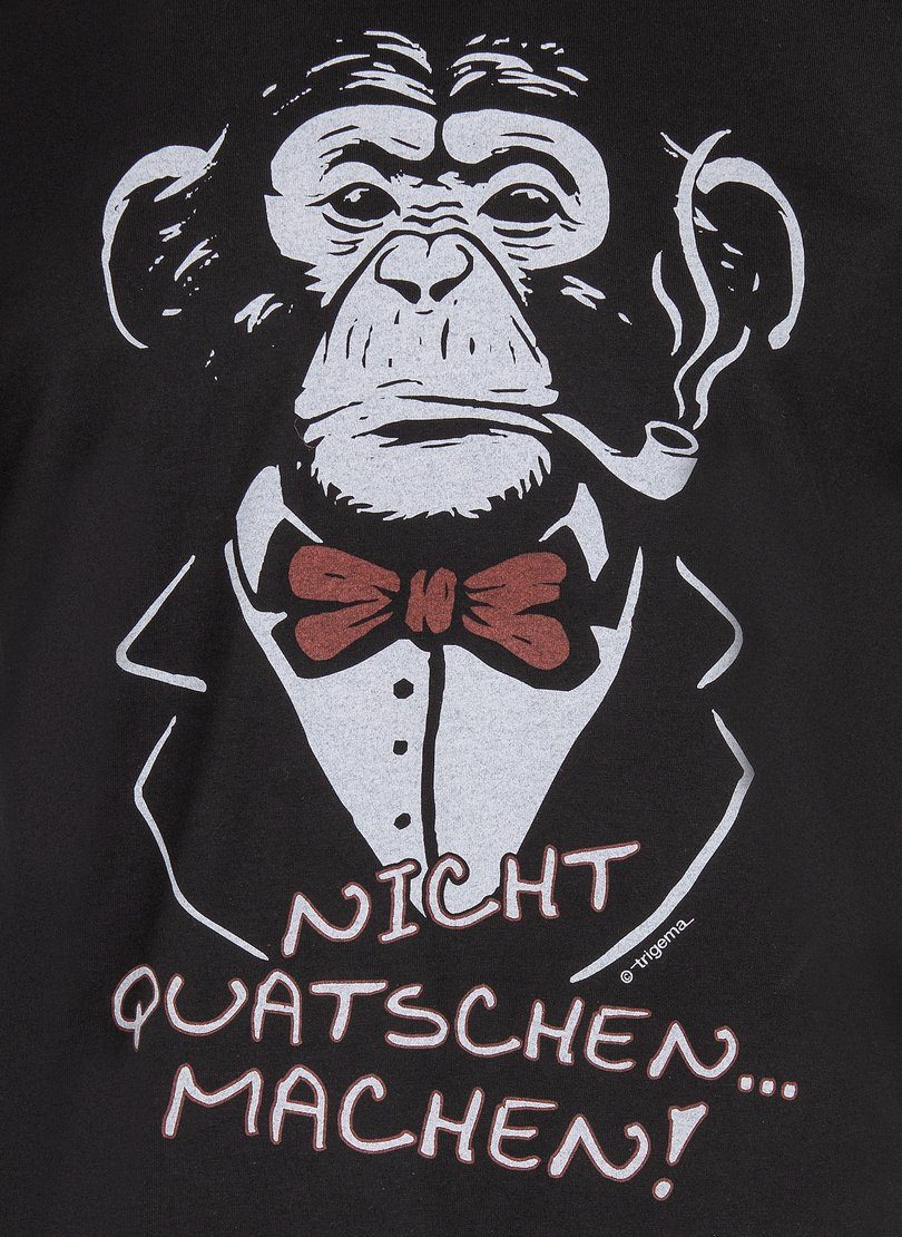 T-Shirt Affen-Druckmotiv und schwarz Trigema T-Shirt TRIGEMA mit Spruch