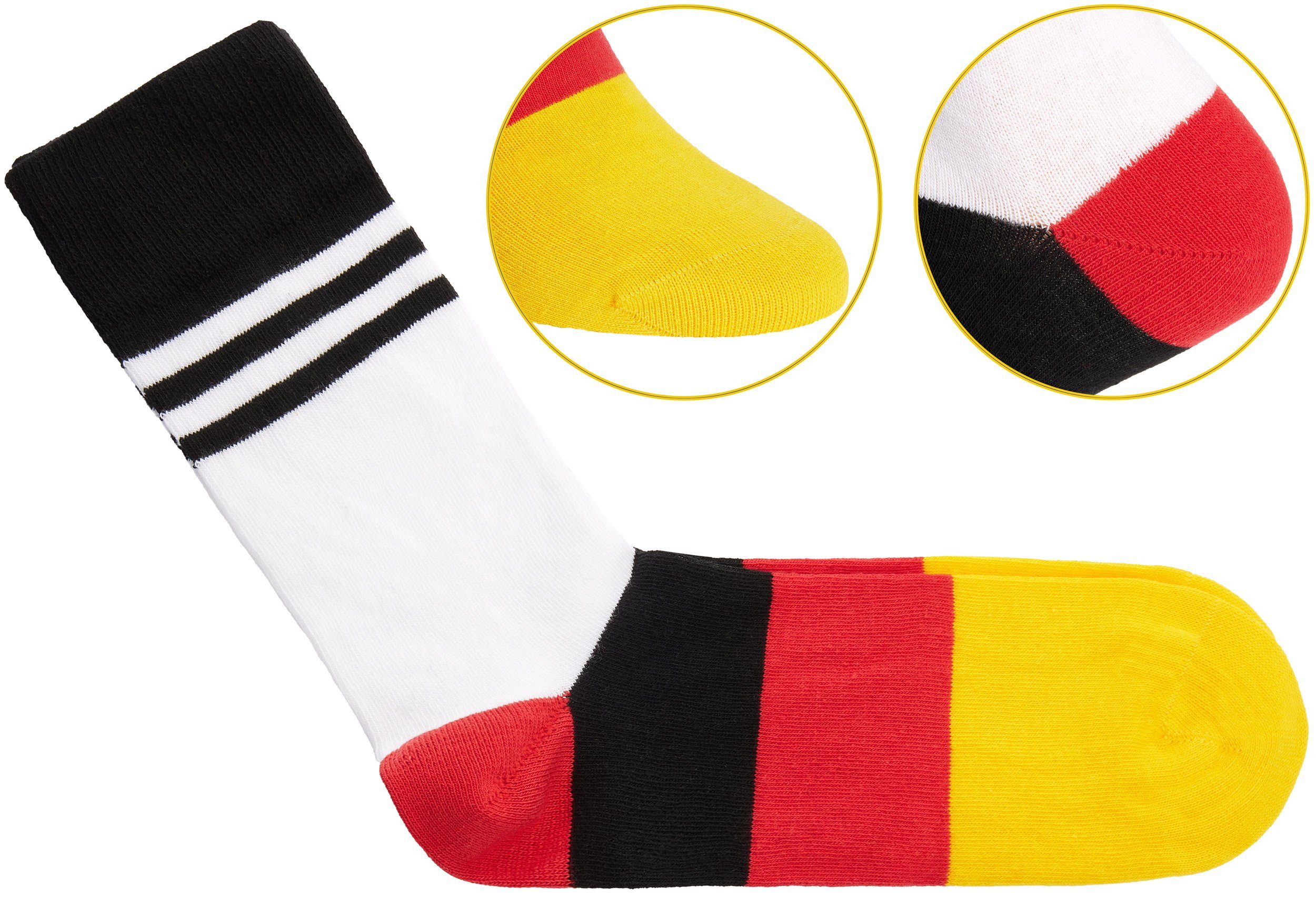 Motiv Flagge Fan 1-Paar, - Herren Socken Crew-Socken Geschenk Socken Fußballfans (Set, Deutsche Deutschland - Deutschlandflagge - BRUBAKER für Männer Lustiges Weiß Fußballer) Weltmeisterschaft für