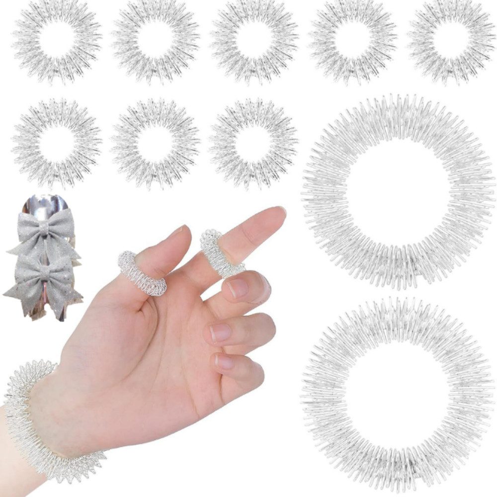 FELIXLEO Shiatsu-Akupressurgerät Akupressur Ringe,12er Set Silber Massageringe fürFinger und Handgelenk, 1-tlg.