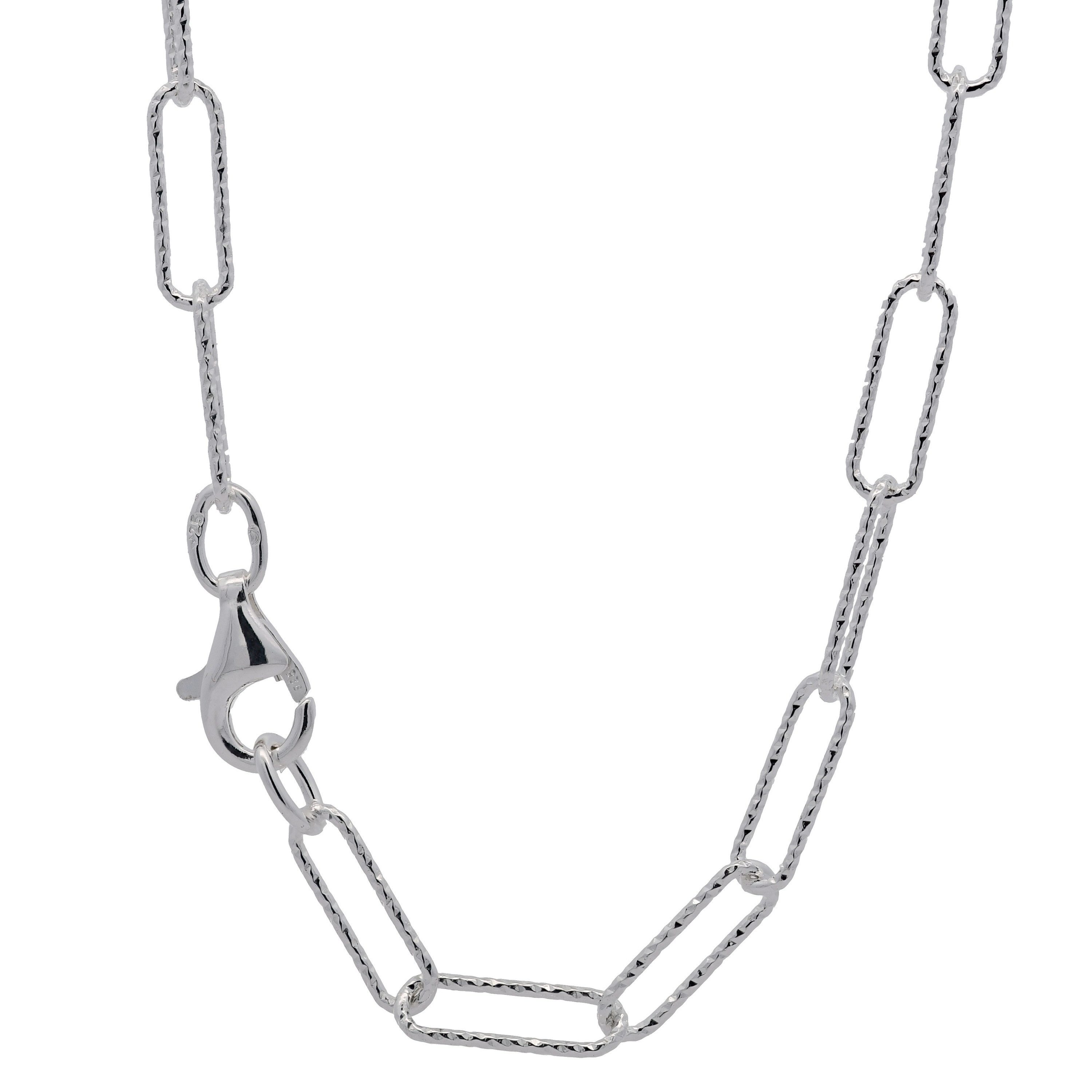 HOPLO Silberkette Silberkette Büroklammer Style Halskette 3,7 mm massiv 925 Silber, Made in Germany