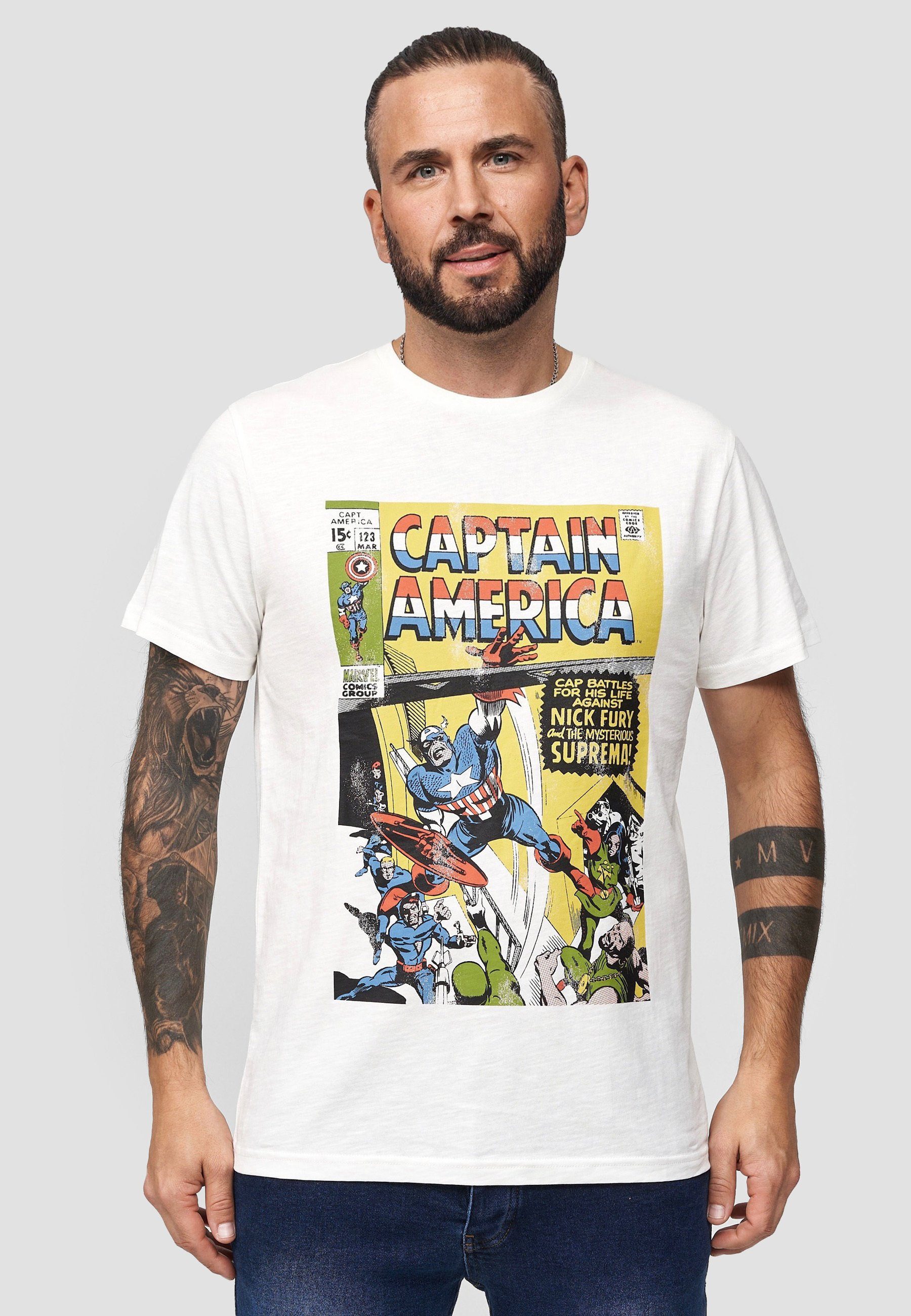 GOTS America Recovered Battles zertifizierte Marvel Captain T-Shirt Bio-Baumwolle