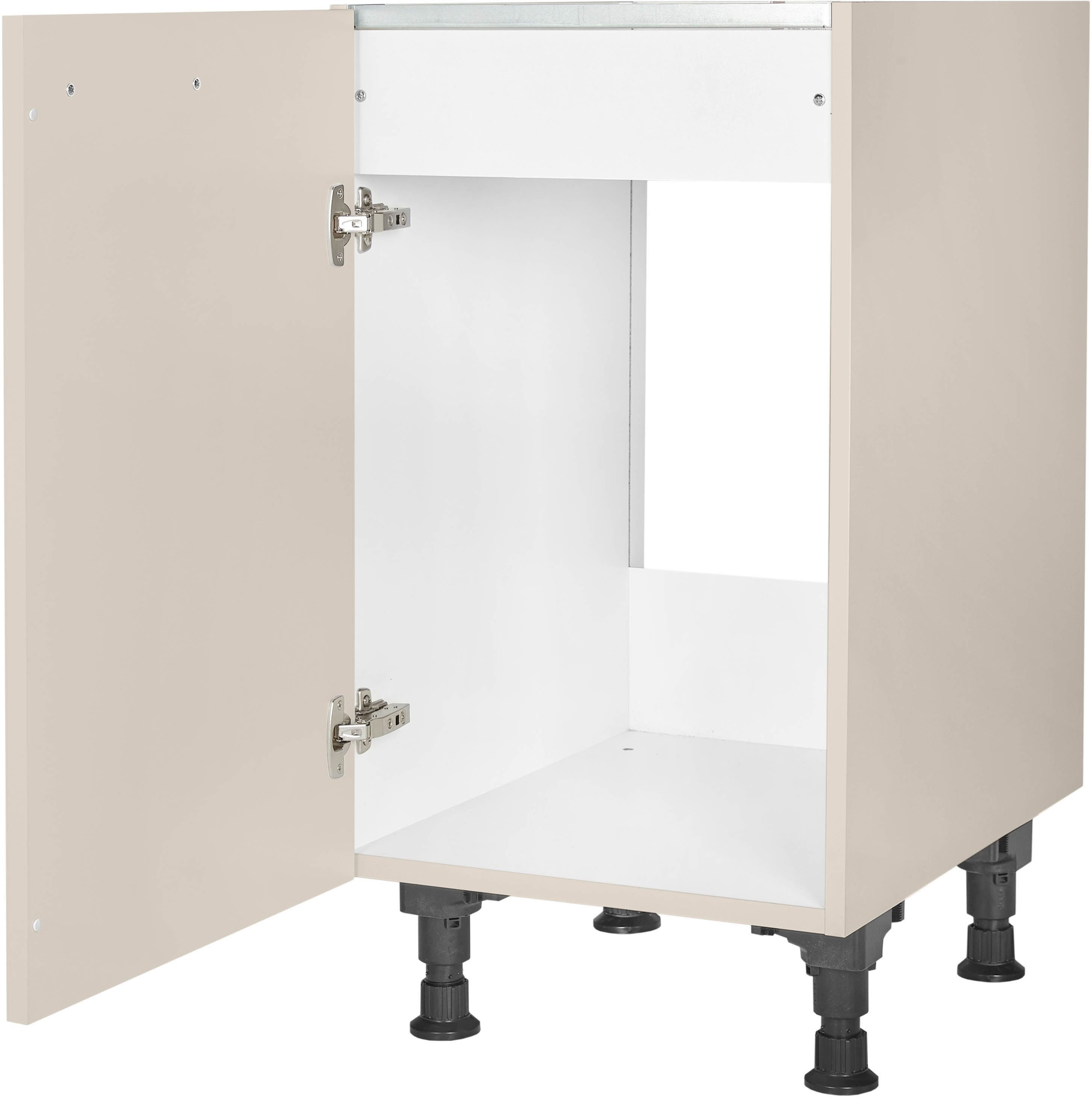 nobilia® Spülenschrank "Laser", Ausrichtung wählbar, vormontiert, in den Breiten 45 und 60 cm, mit höhenverstellbaren Sockelfüßen
