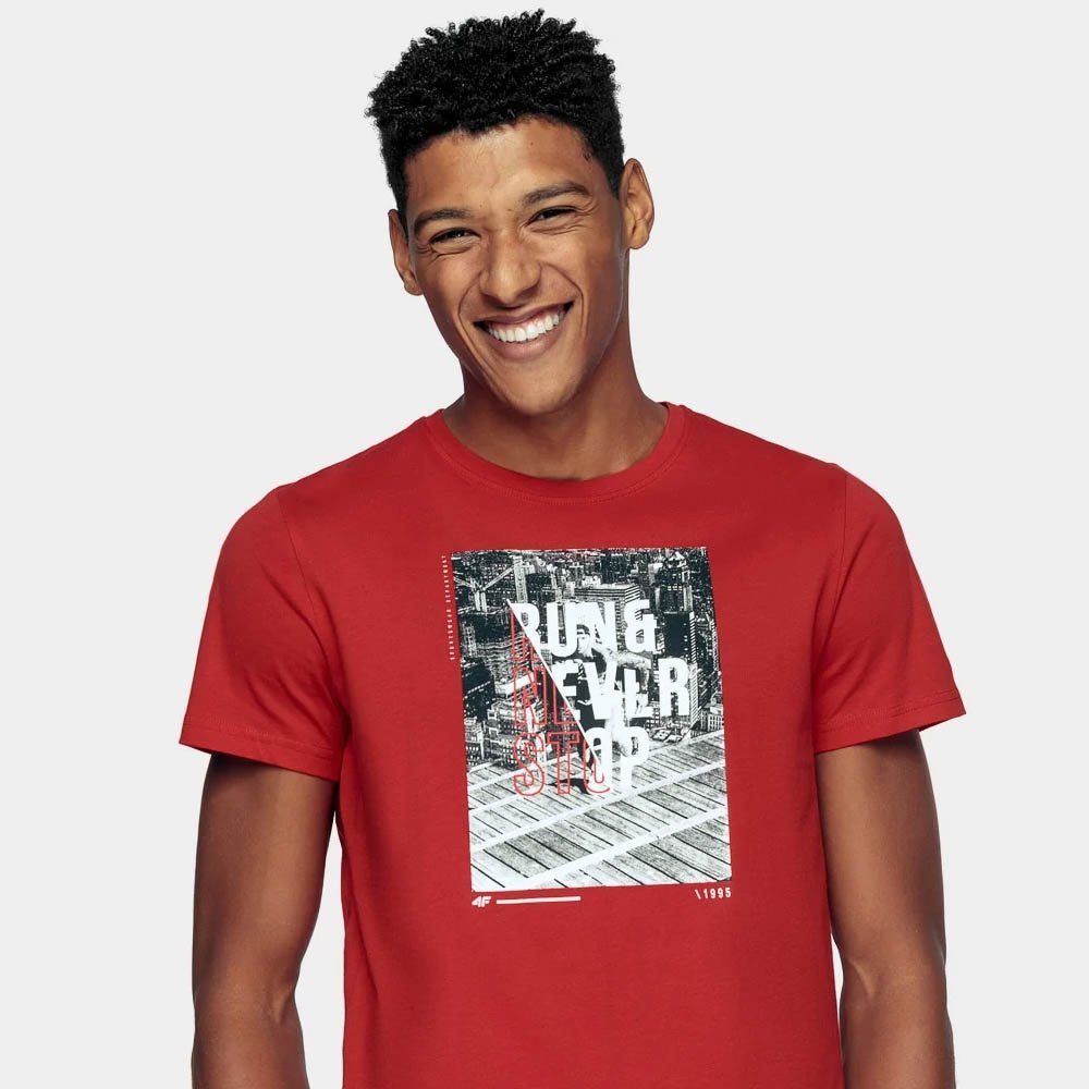 4F T-Shirt T-Shirt aus 4F Herren Baumwolle Sport - rot