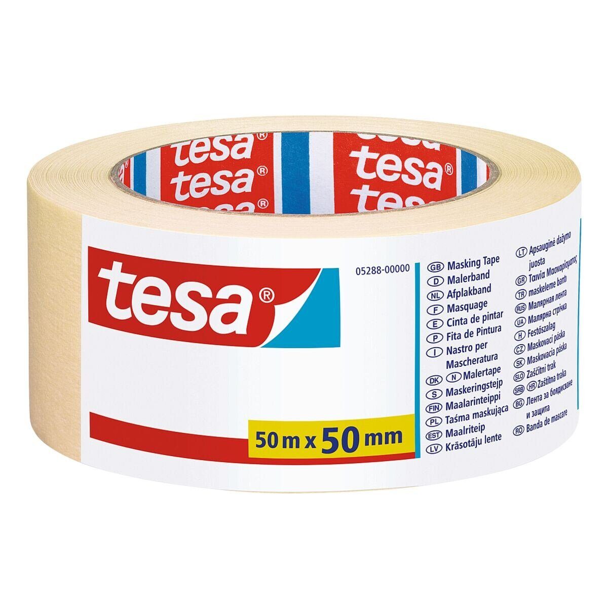 tesa Klebeband Basic 50 mm/50 m, Kreppband / Malerband