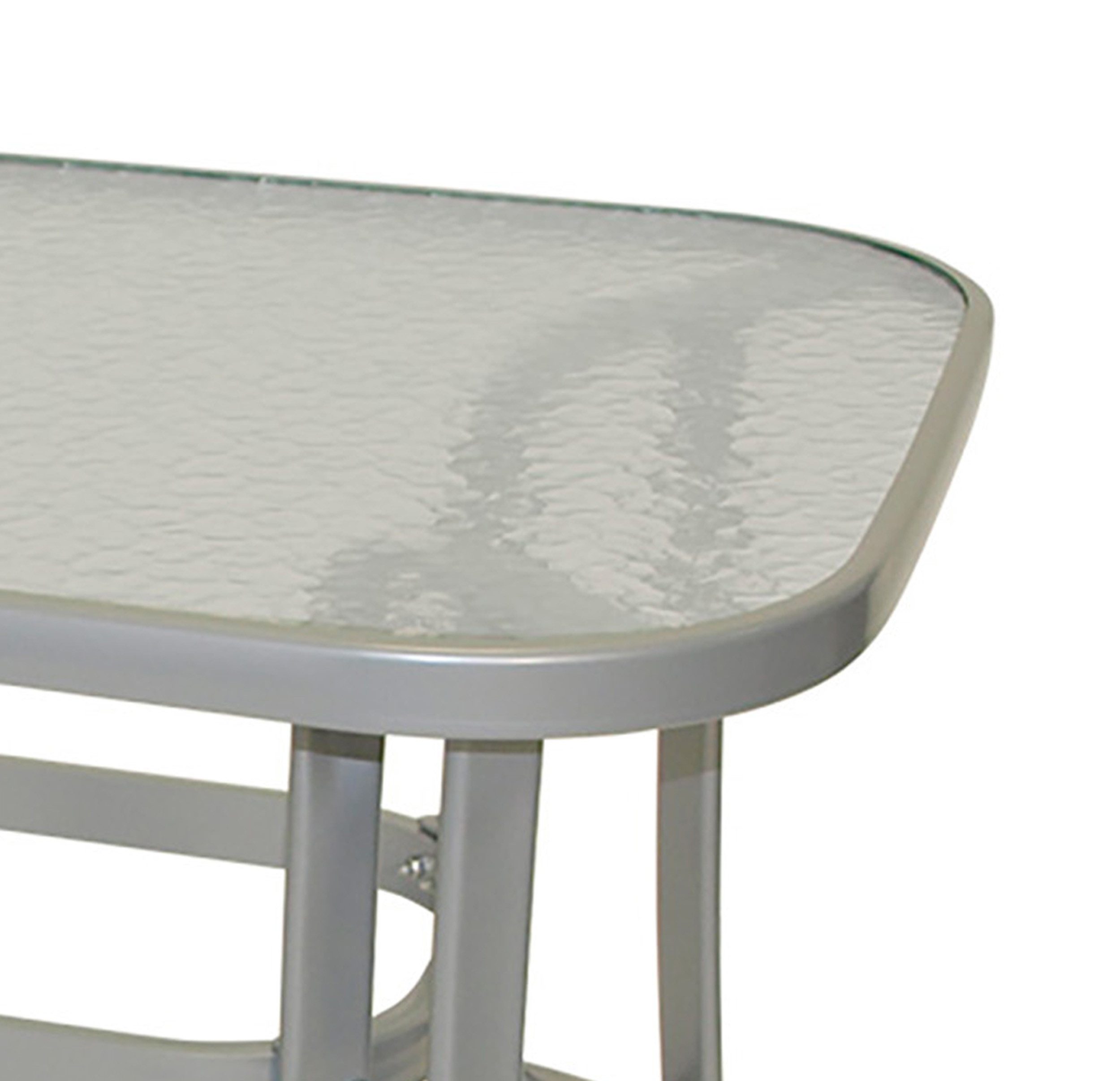 TPFGarden Gartentisch HAMPTON (Metalltisch mit Stahlgestell, silberfarben pulverbeschichtet, Hochwertige Platte aus Sicherheitsglas mit Strukturoptik), Outdoor Esstisch - Terrassentisch - Maße (BxHxT): 70 x 73 x 120 cm