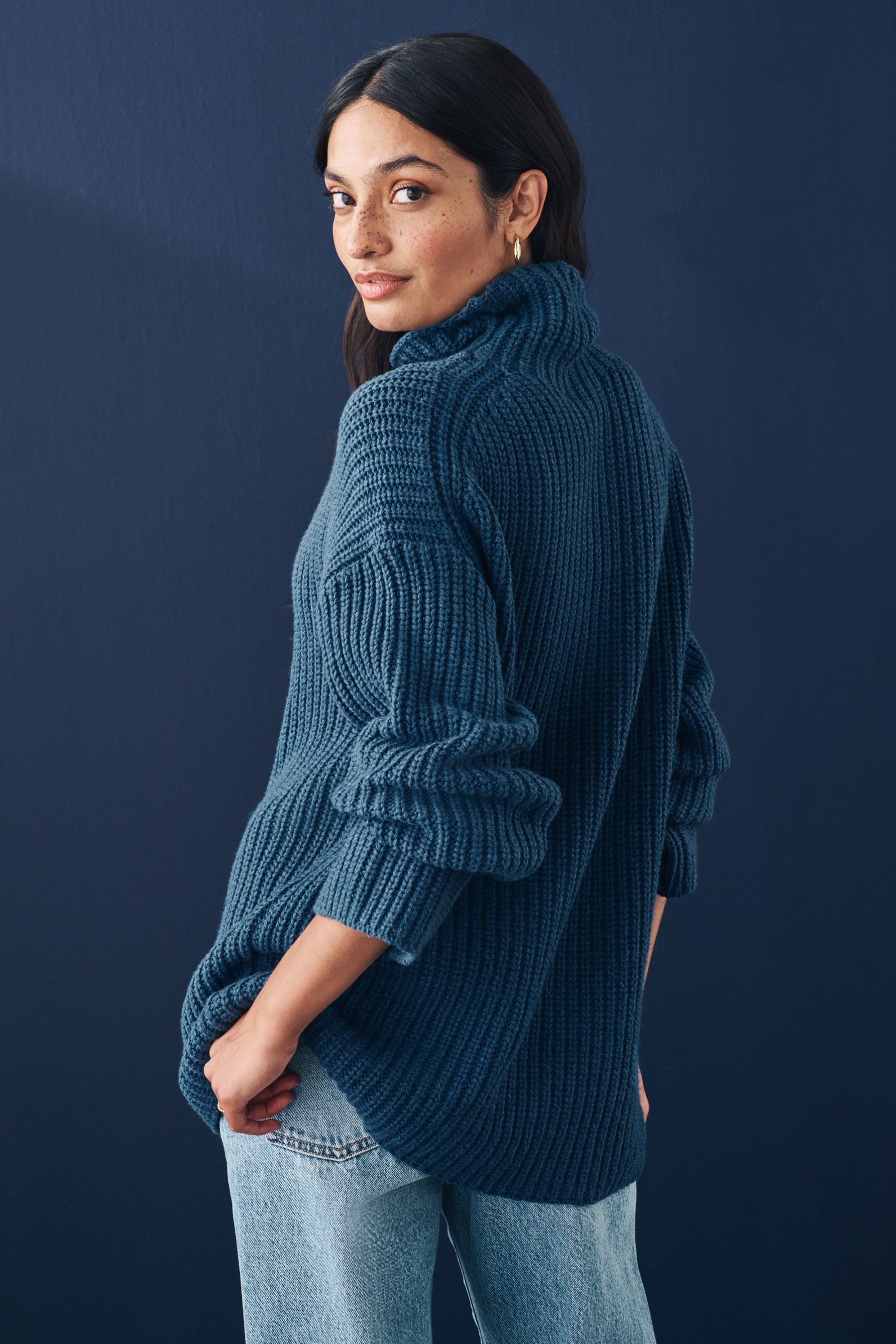 Next Longpullover Langer Strickpullover mit Rollkragen günstig online kaufen
