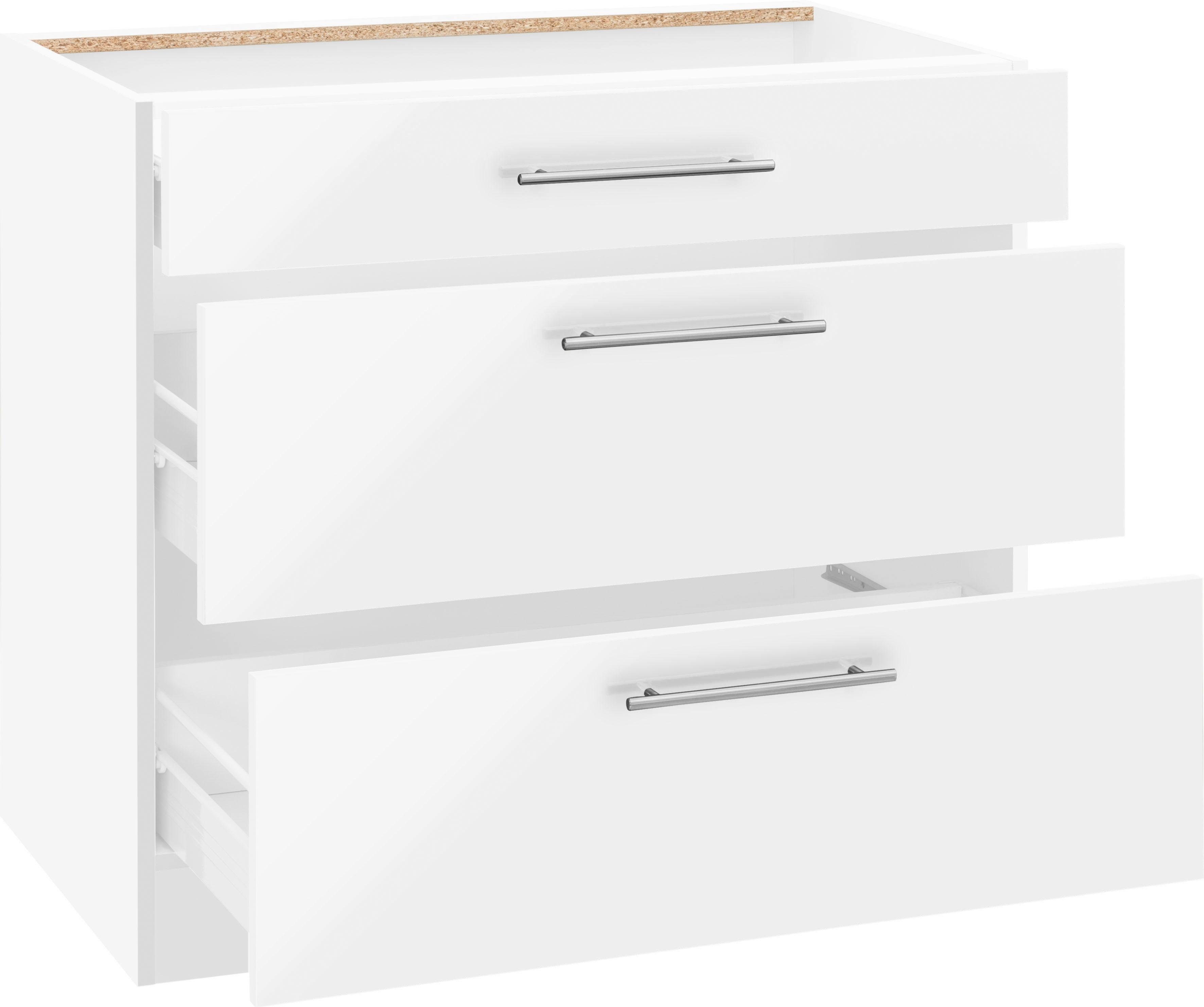 wiho Küchen Unterschrank Cali 90 cm breit, mit 2 großen Auszügen ohne Arbeitsplatte