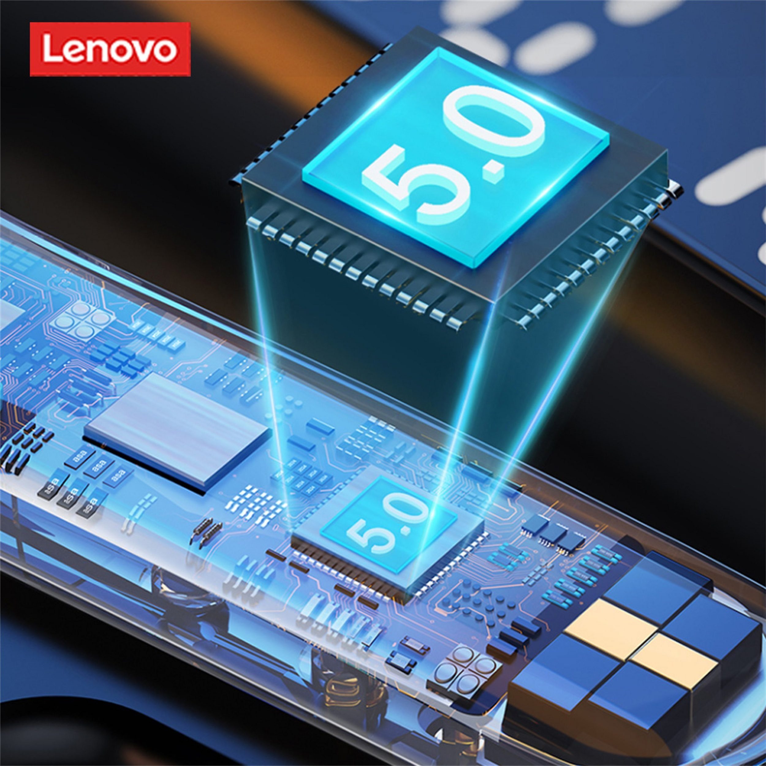 5.0, - Touch-Steuerung Lenovo mit Schwarz) kabellos, Stereo-Ohrhörer Kopfhörer-Ladehülle mAh (True Wireless, 300 mit QT81 Bluetooth-Kopfhörer Siri, Bluetooth