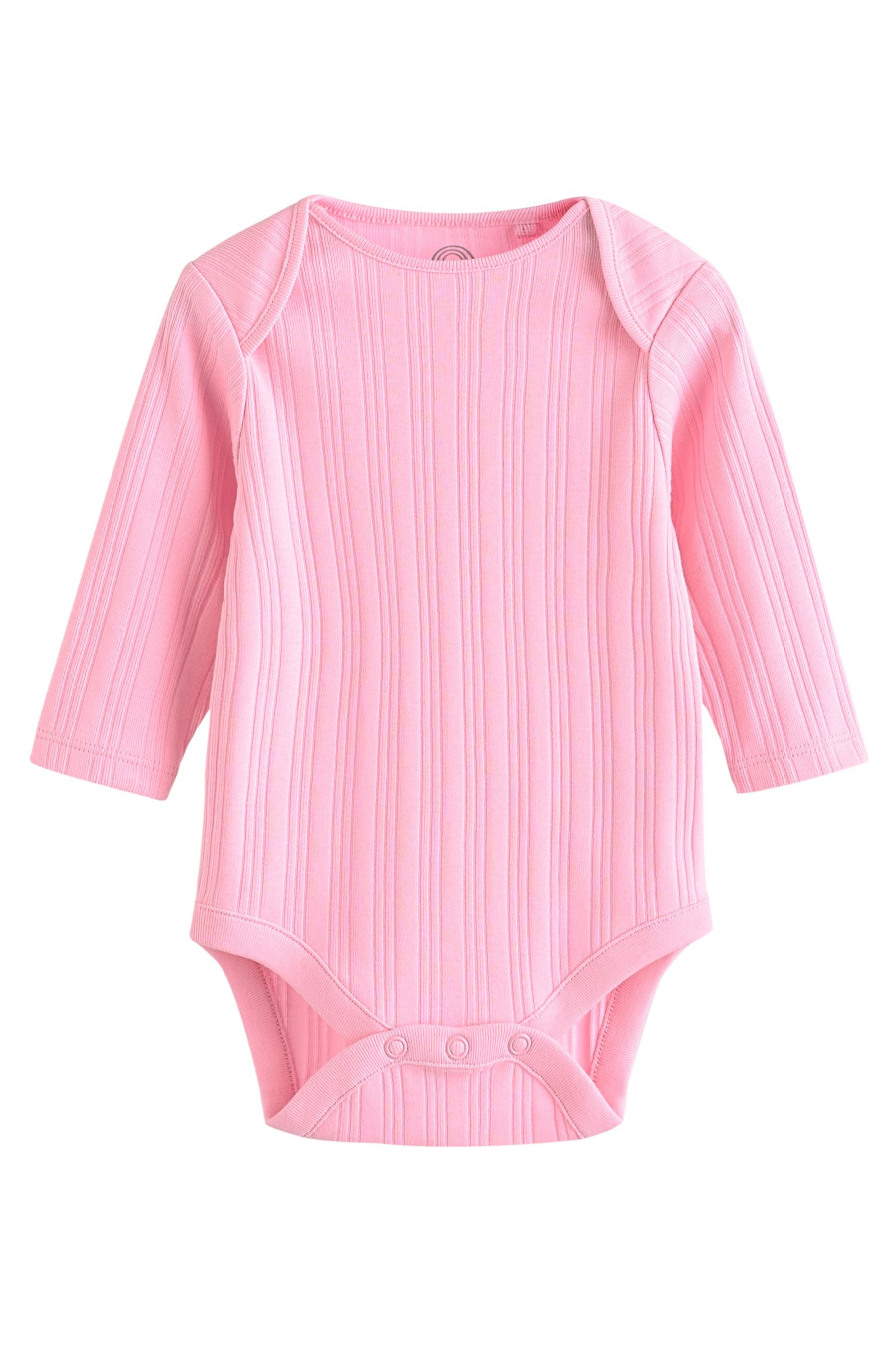 Next Langarmbody Gerippte Langarm-Babybodys 100 % Baumwolle, 5 Stk. (5-tlg)