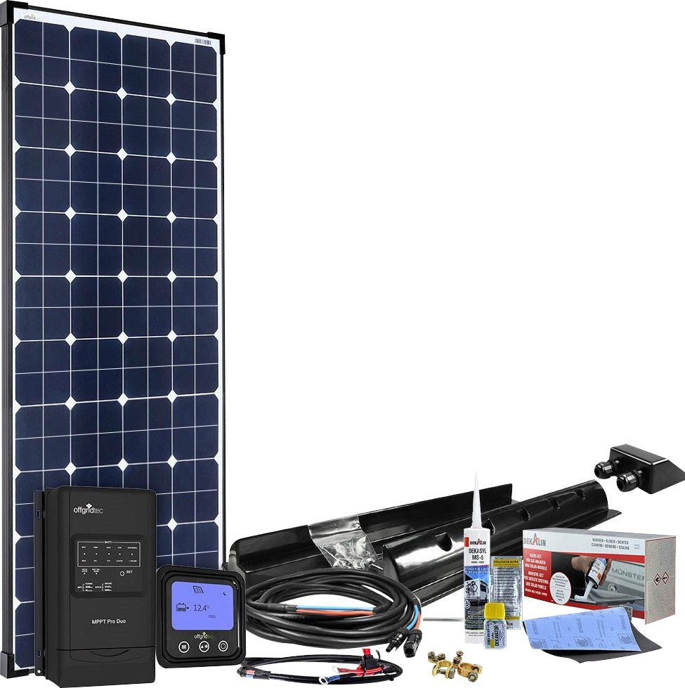 Solaranlage 150W MPPT 12V Wohnmobil Monokristallin, High-End W, Komplettset Solarmodul (Set), 150 EBL-Option