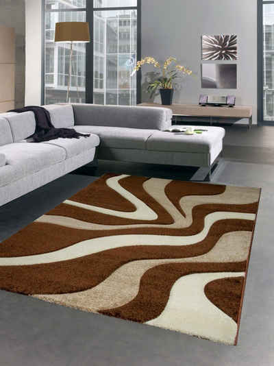 Teppich Designer Teppich Wohnzimmerteppich Wellen braun beige, Carpetia, rechteckig, Höhe: 13 mm