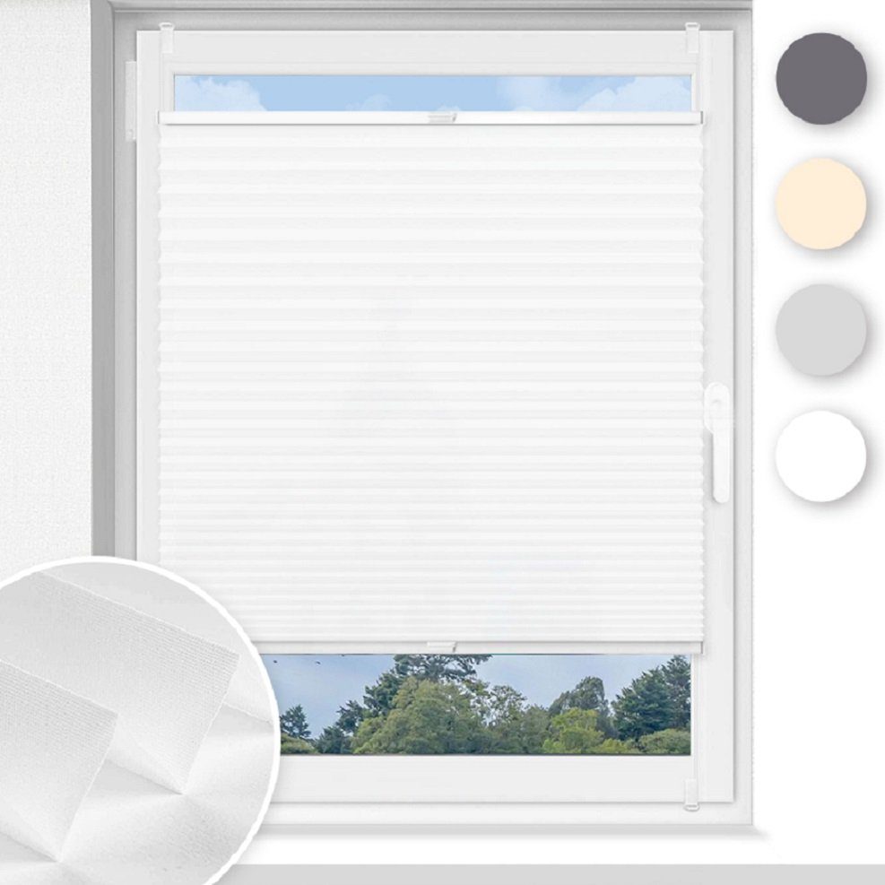 OUBO Plissee ohne Bohren Klemmfix, Sichtschutz und Sonnenschutz, Lichtdurchlässig Rollo für Fenster & Tür, Klemmfix, mitgelieferten, verstellbaren Klemmträger