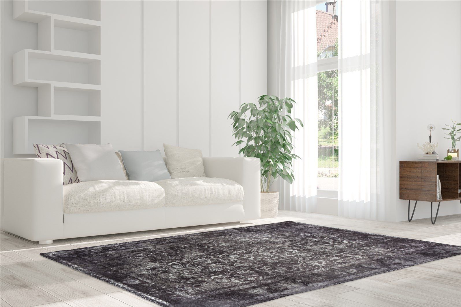 Kayoom Teppich in Grau, 100% Modacryl - 200x140cm (LxB)